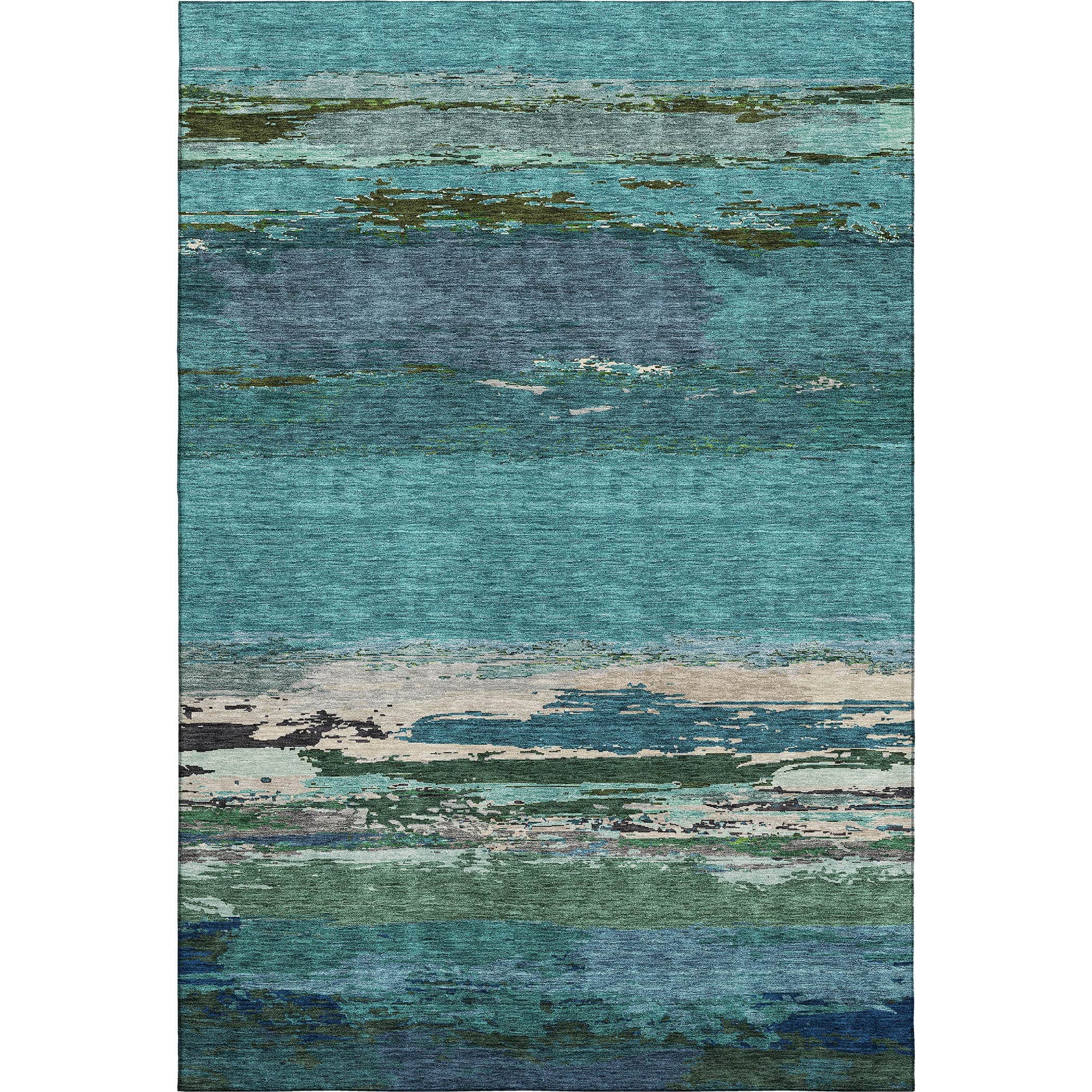 Luxury Washable Indoor/Outdoor Transitional TV8 Teal Rug 2'6" x 3'10" #shape_Rectangle