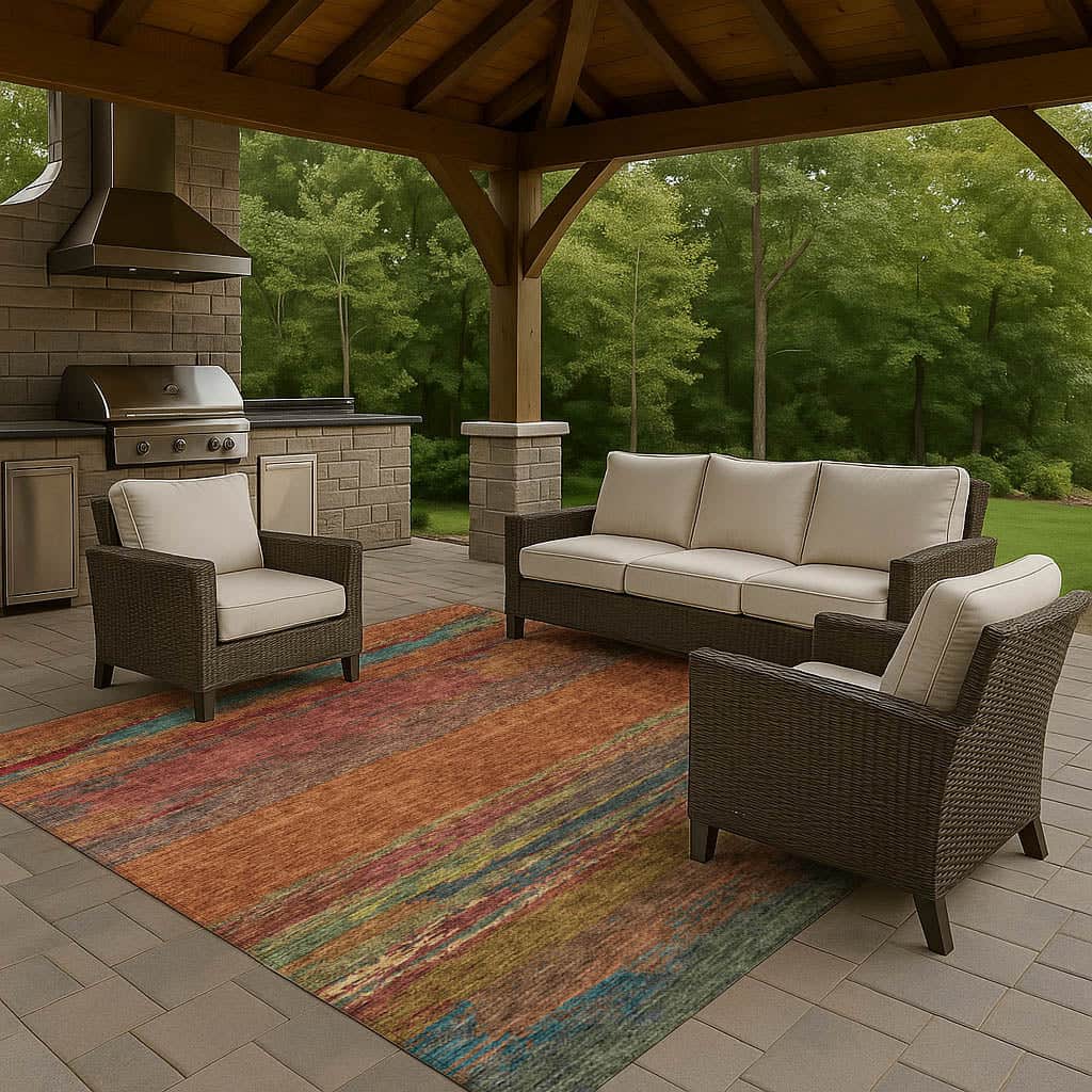 Luxury Washable Indoor/Outdoor Transitional TV8 Terracotta Orange Rug 1'8" x 2'6" #shape_Rectangle