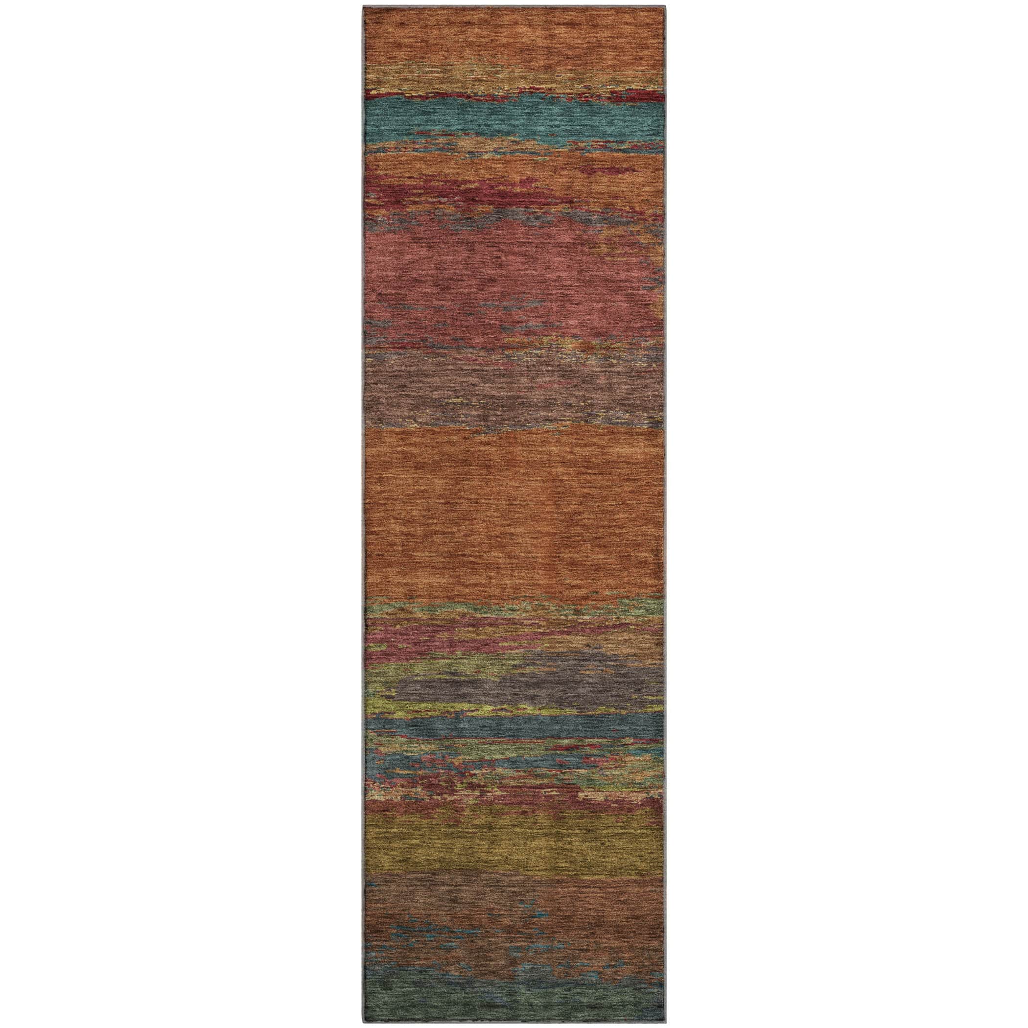 Luxury Washable Indoor/Outdoor Transitional TV8 Terracotta Orange Rug 2'3" x 7'6" #shape_Runner