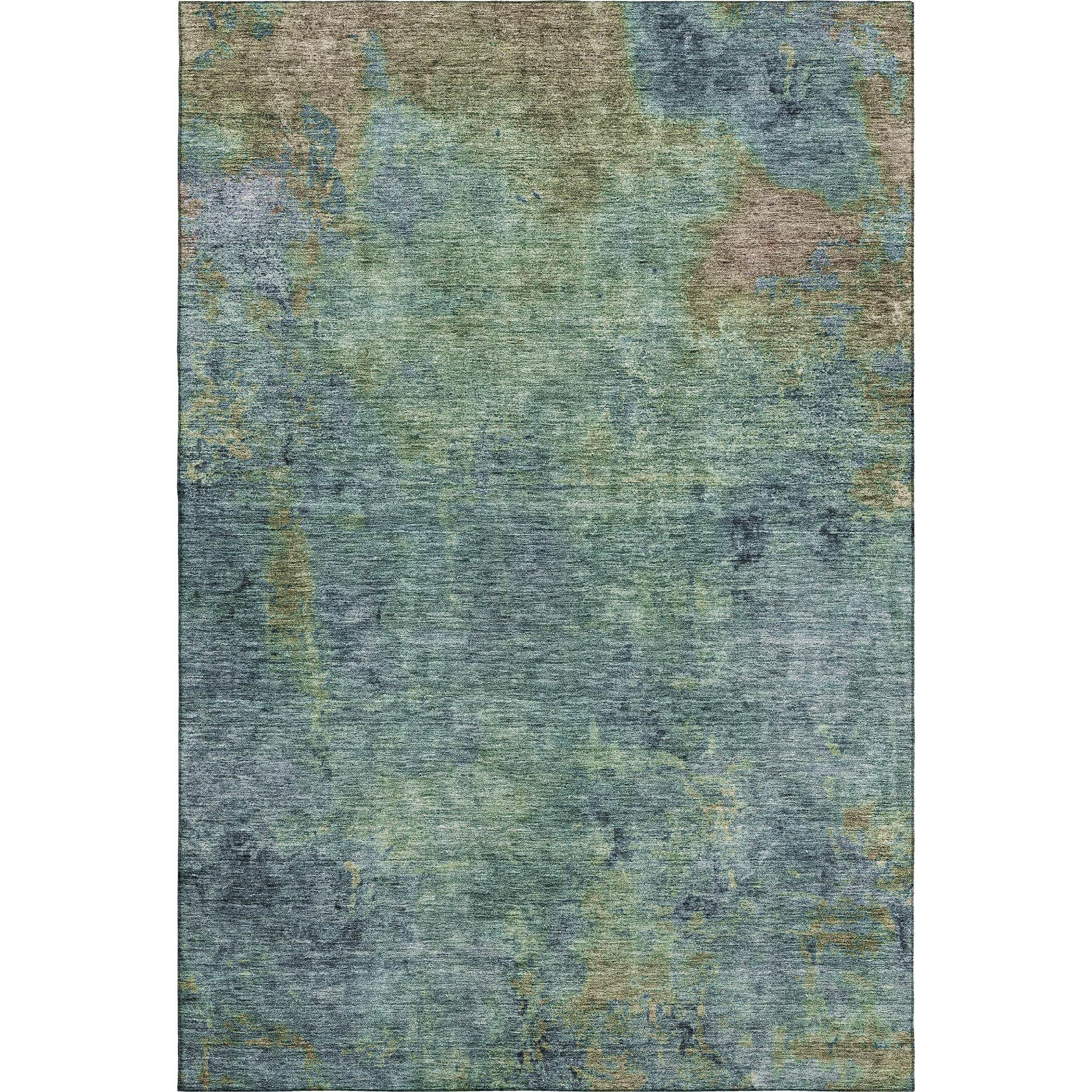 Luxury Washable Indoor/Outdoor Transitional TV9 Blue Rug 2'6" x 3'10" #shape_Rectangle
