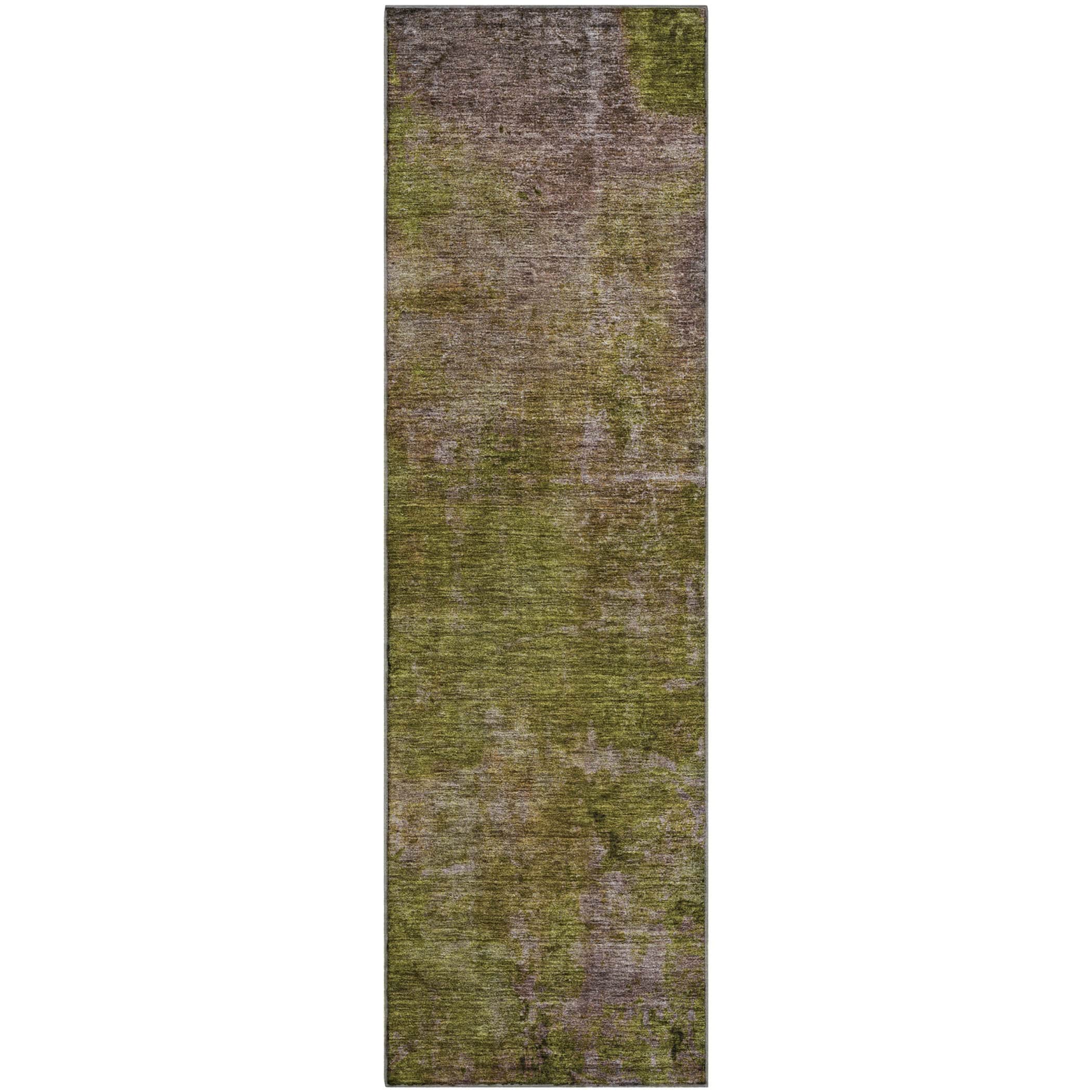 Luxury Washable Indoor/Outdoor Transitional TV9 Green Rug 2'3" x 7'6" #shape_Runner