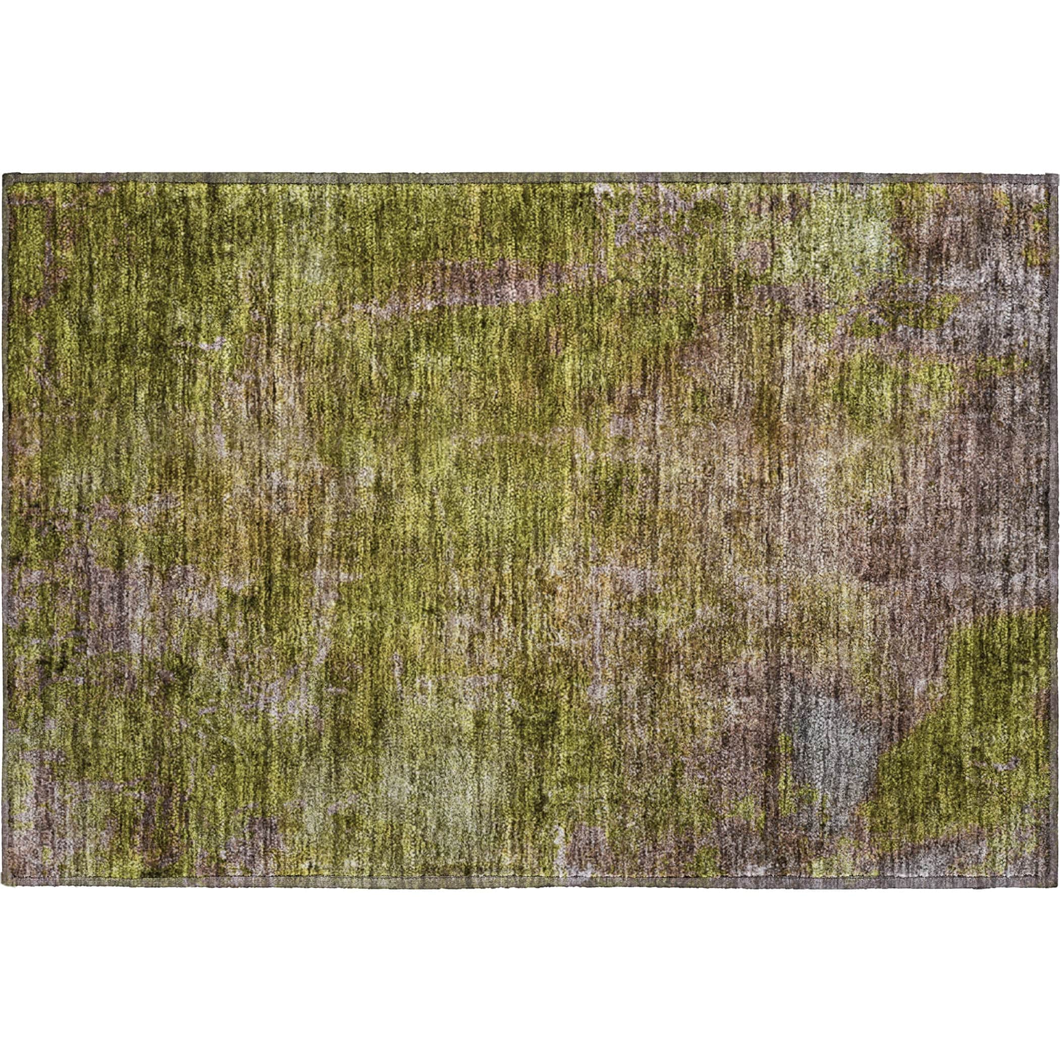 Luxury Washable Indoor/Outdoor Transitional TV9 Green Rug 1'8" x 2'6" #shape_Rectangle