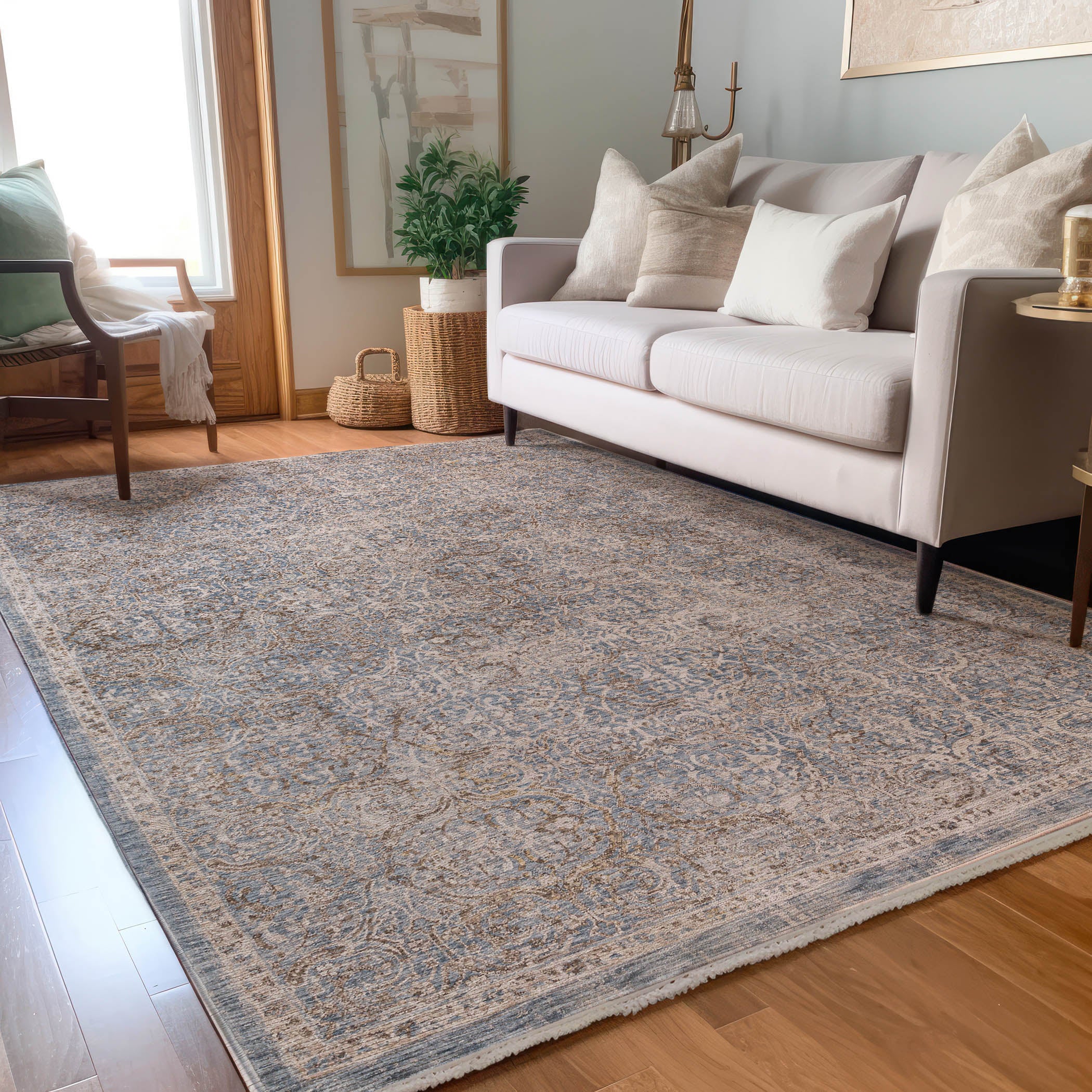 Traditional VI7 Denim Blue Rug 1'8" x 2'6" #shape_Rectangle