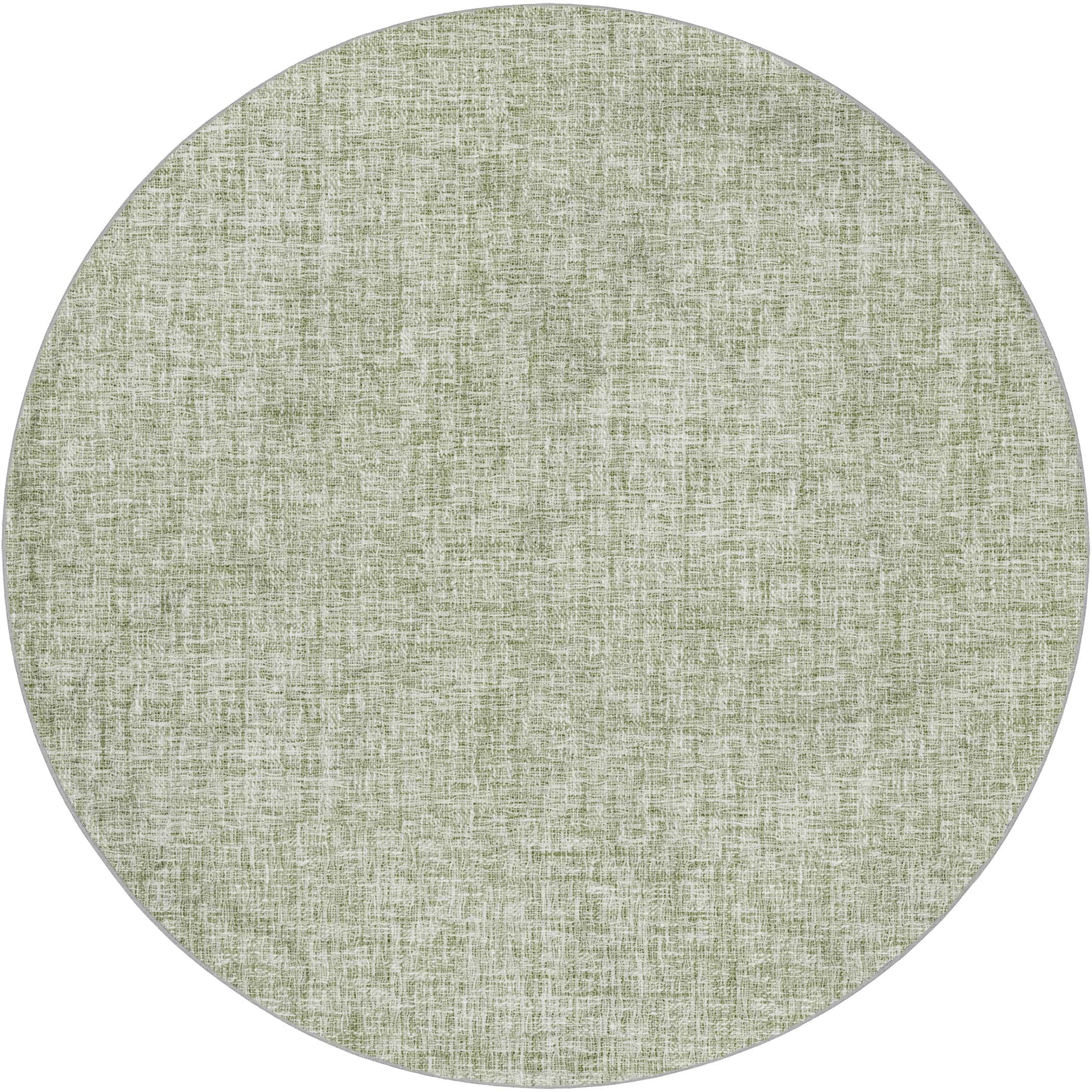 Luxury Washable Transitional VY1 Celery Green Rug 8' x 8' #shape_Round