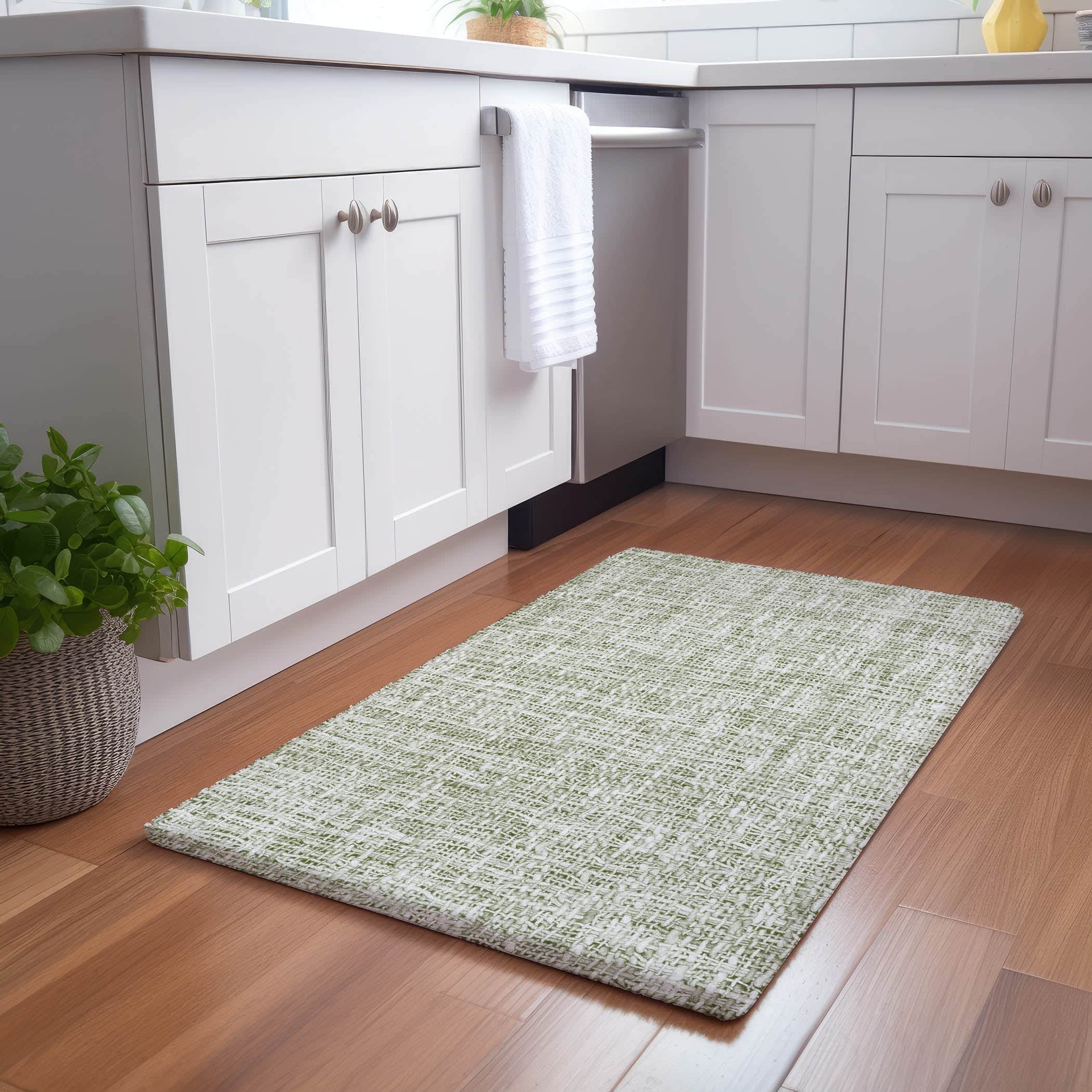 Luxury Washable Transitional VY1 Celery Green Rug 1'8" x 2'6" #shape_Rectangle