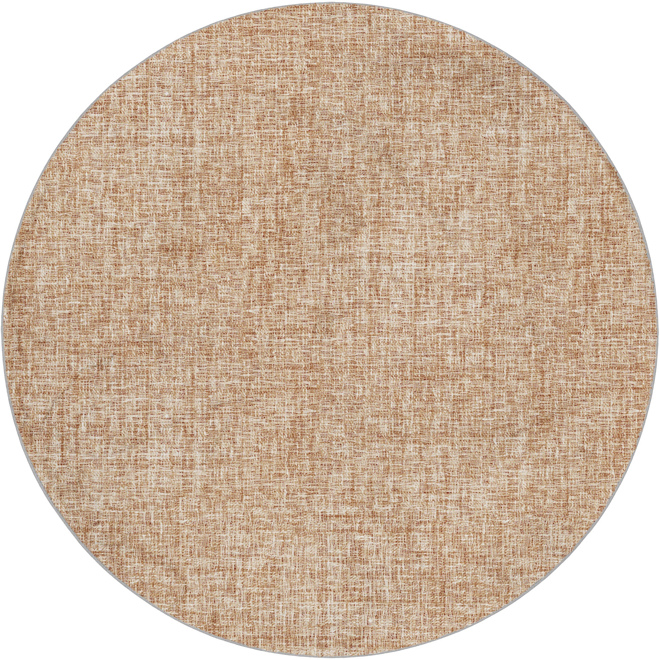 Luxury Washable Transitional VY1 Copper Orange Rug 8' x 8' #shape_Round