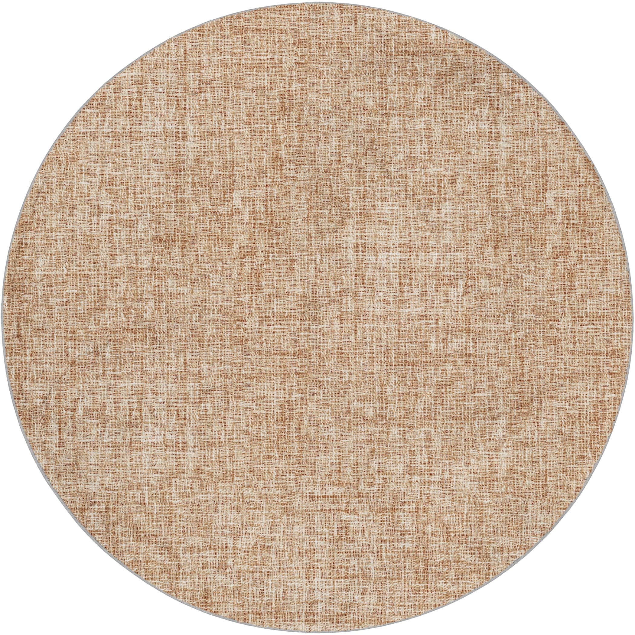 Luxury Washable Transitional VY1 Copper Orange Rug 8' x 8' #shape_Round