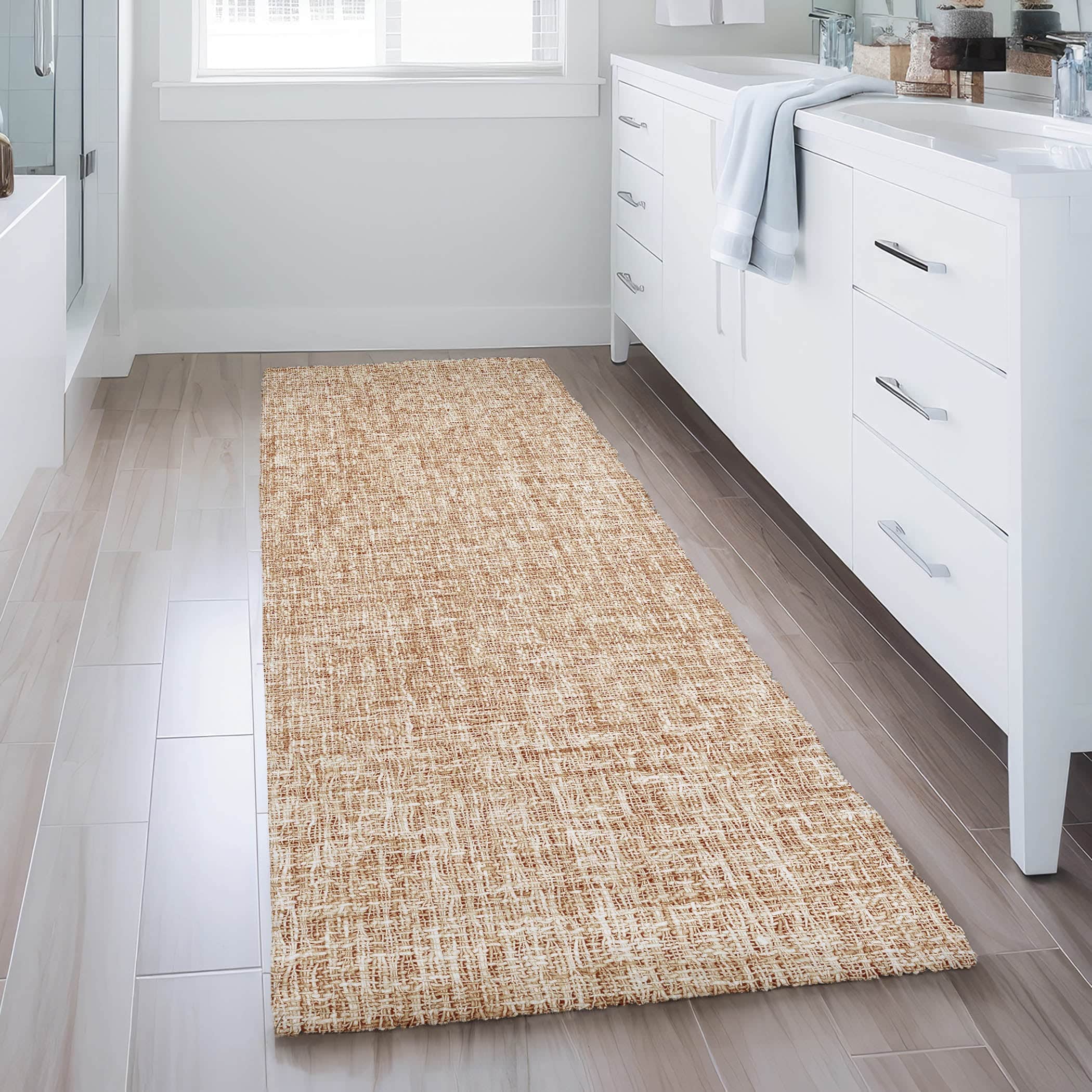 Luxury Washable Transitional VY1 Copper Orange Rug 2'3" x 7'6" #shape_Runner