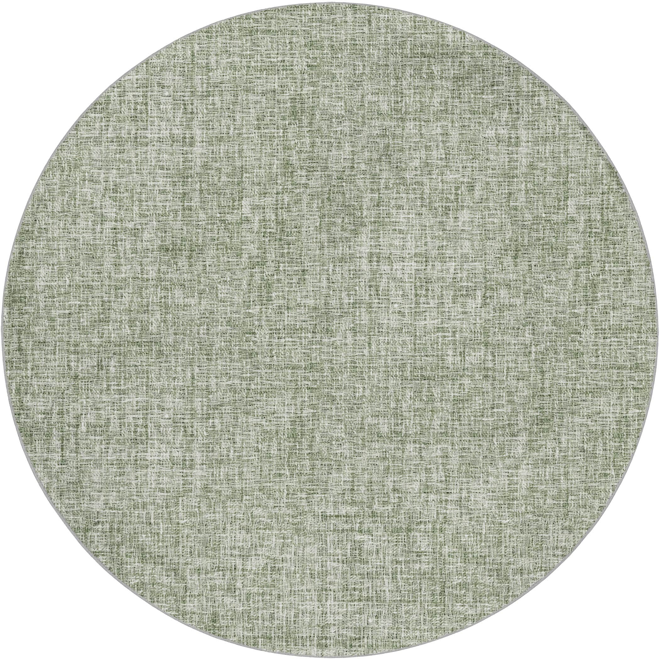 Luxury Washable Transitional VY1 Fern Green Rug 8' x 8' #shape_Round