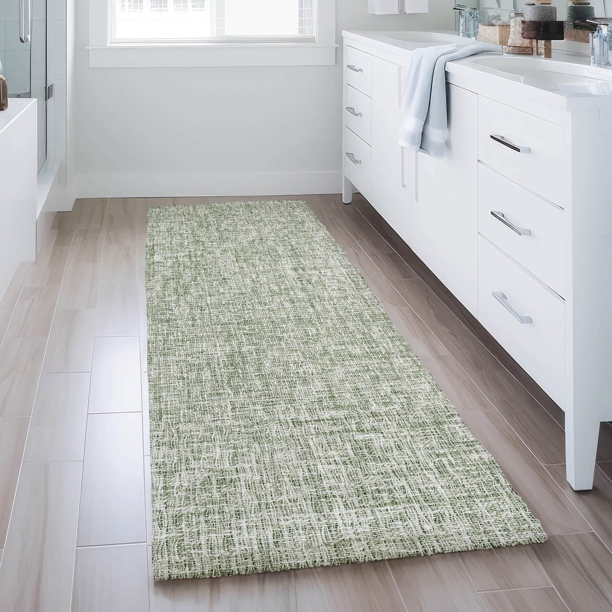 Luxury Washable Transitional VY1 Fern Green Rug 2'3" x 7'6" #shape_Runner