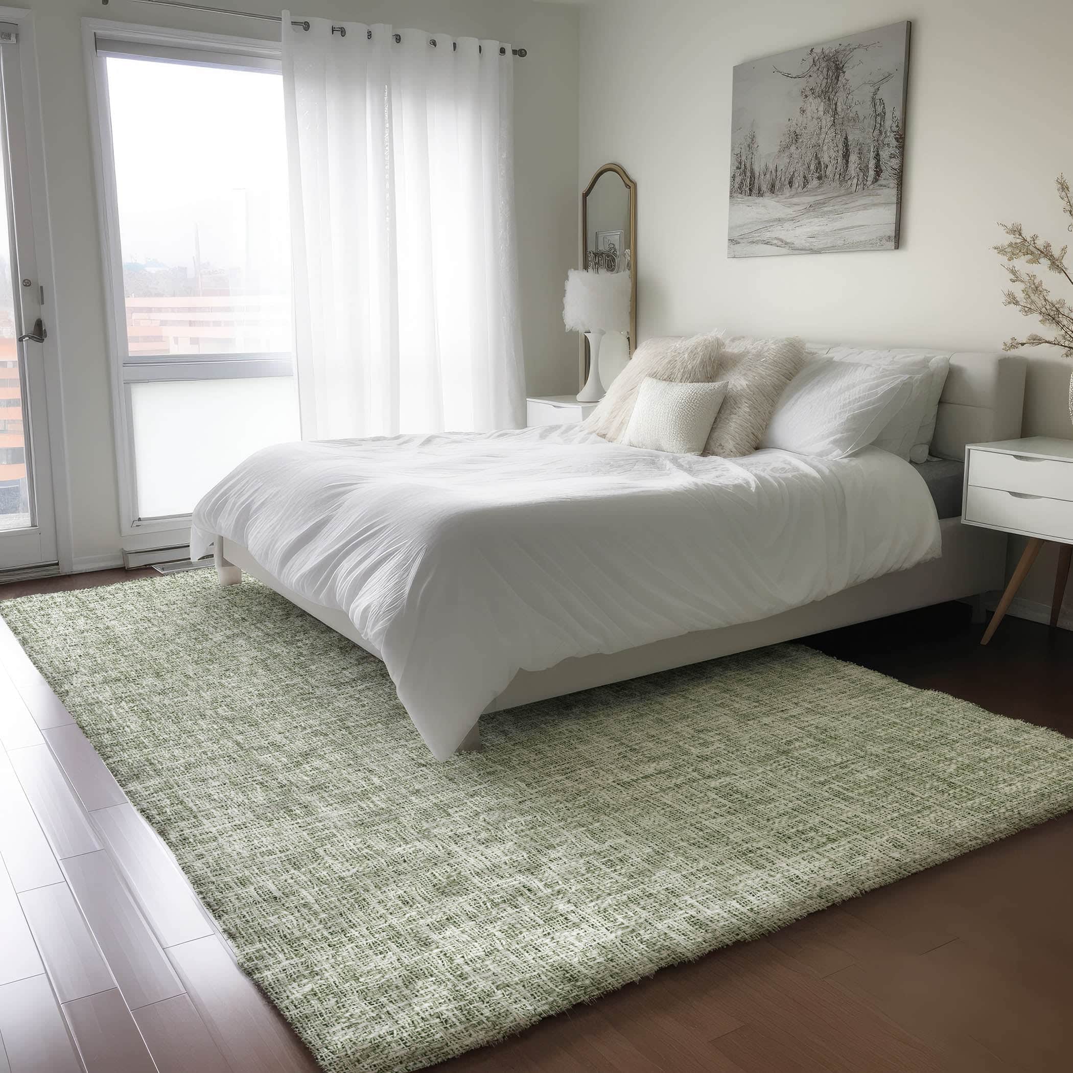 Luxury Washable Transitional VY1 Fern Green Rug 2'6" x 3'10" #shape_Rectangle