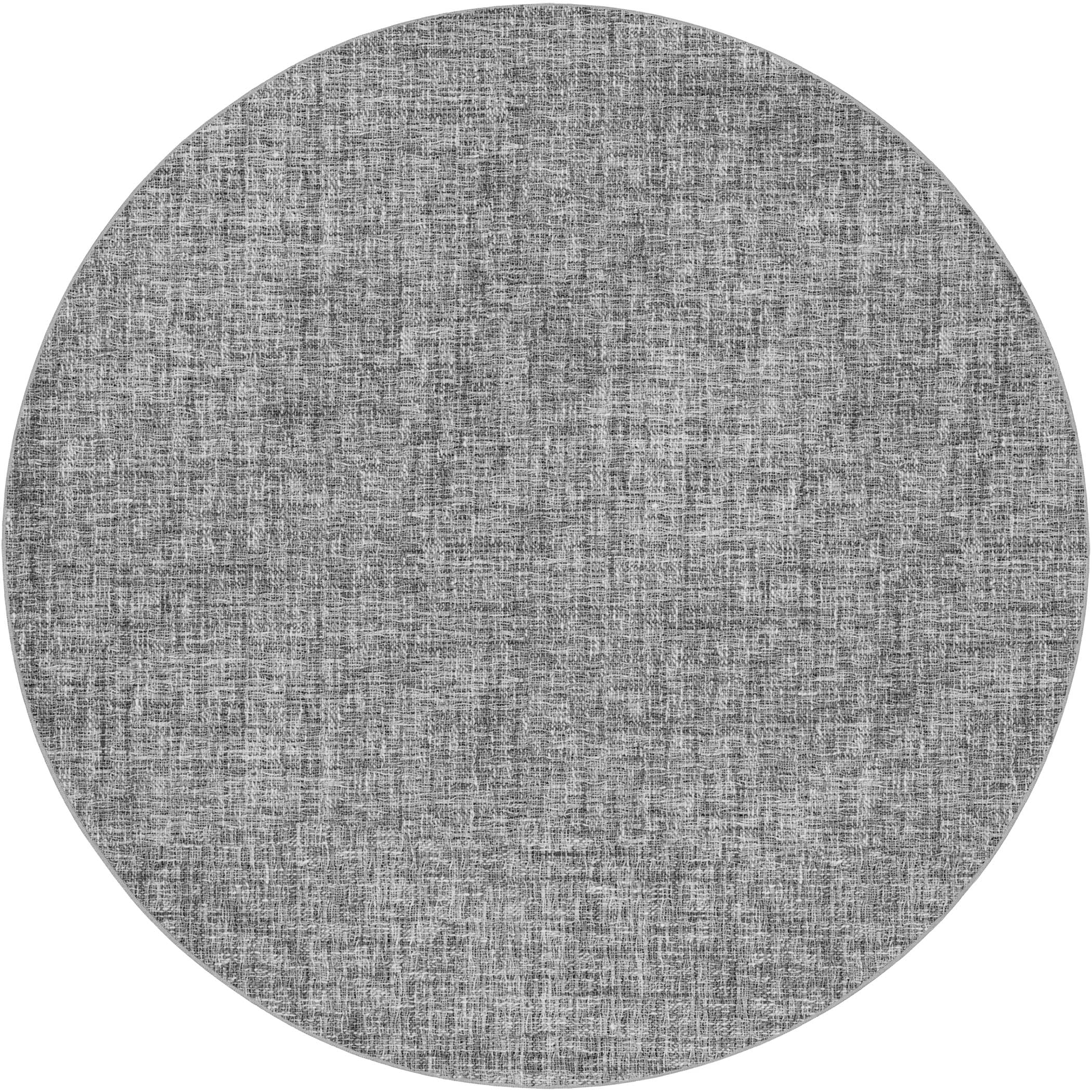 Luxury Washable Transitional VY1 Gray Rug 8' x 8' #shape_Round
