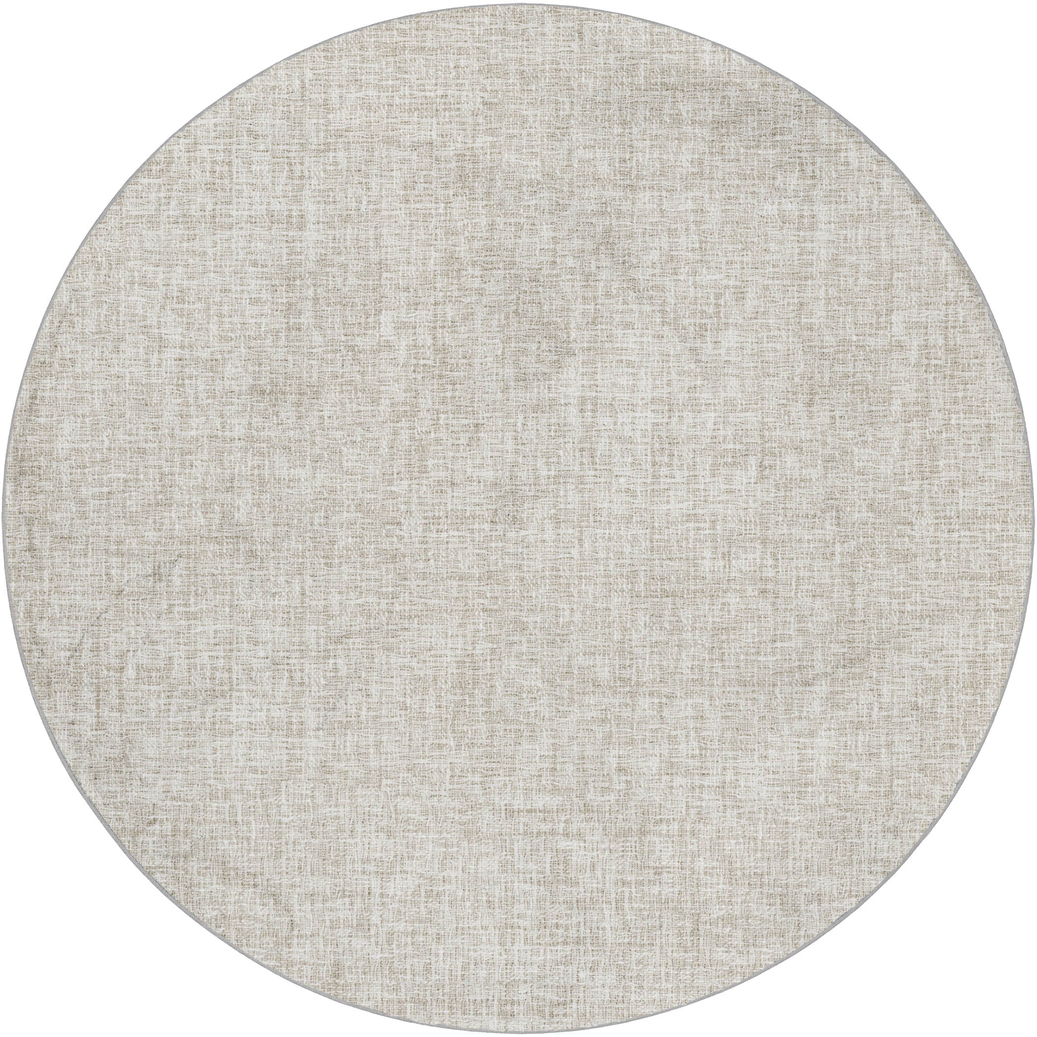 Luxury Washable Transitional VY1 Linen Ivory Rug 8' x 8' #shape_Round