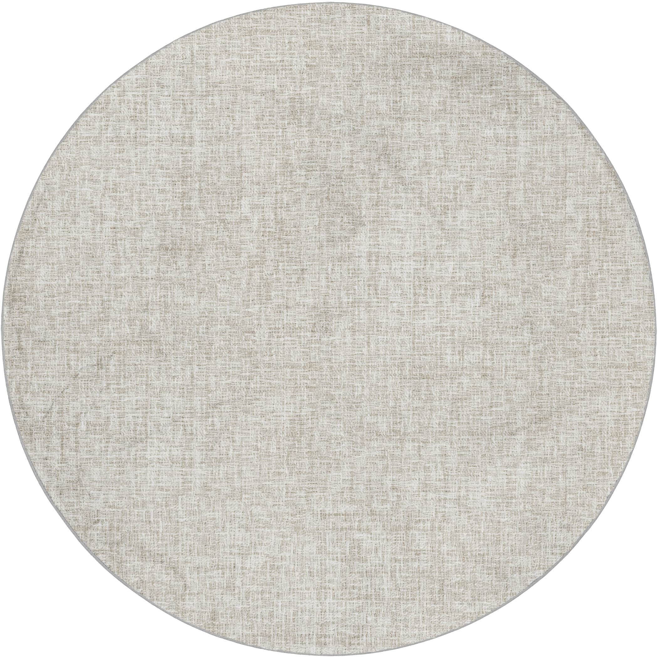 Luxury Washable Transitional VY1 Linen Ivory Rug 8' x 8' #shape_Round