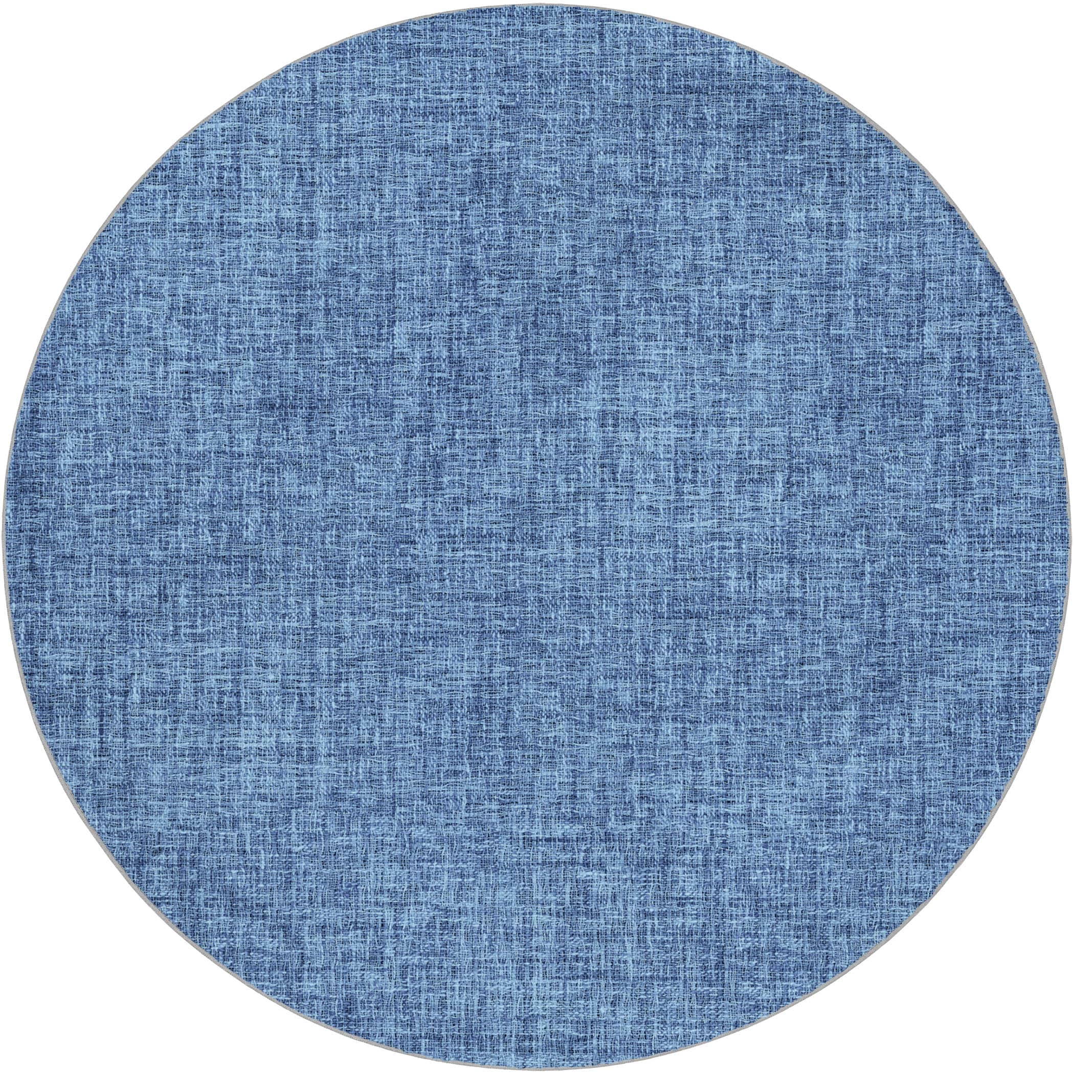 Luxury Washable Transitional VY1 Navy Blue Rug 8' x 8' #shape_Round