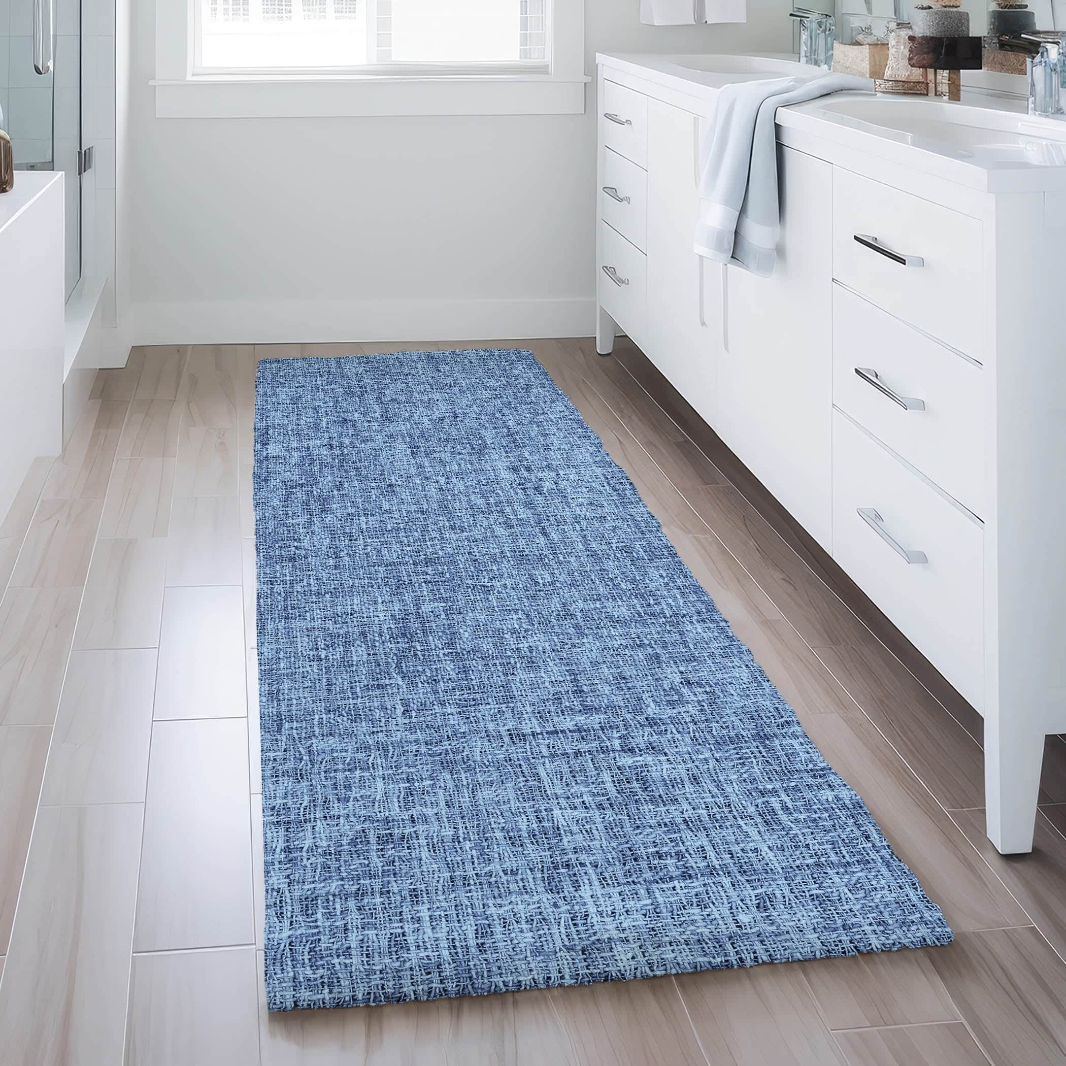 Luxury Washable Transitional VY1 Navy Blue Rug 2'3" x 7'6" #shape_Runner