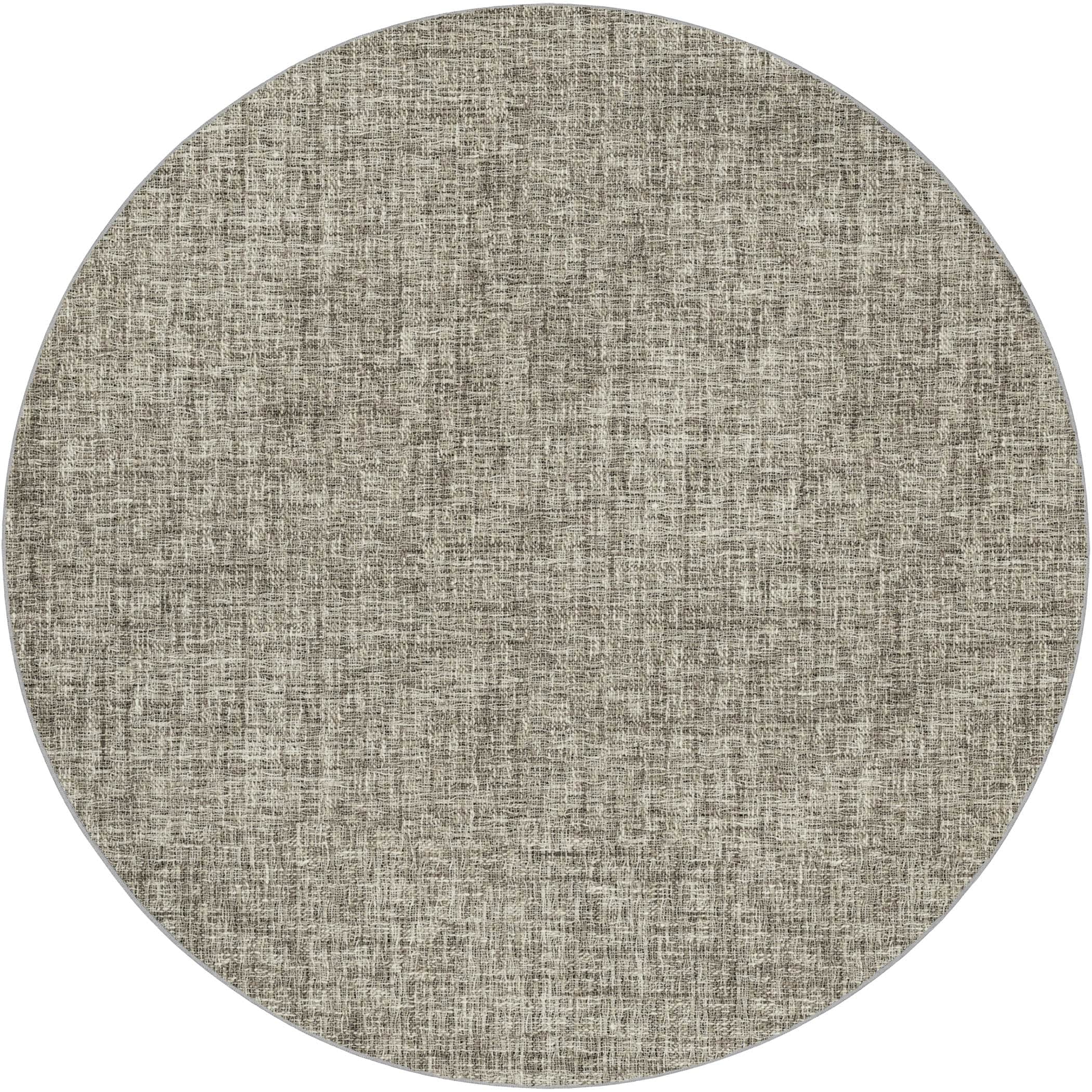 Luxury Washable Transitional VY1 Putty Ivory Rug 8' x 8' #shape_Round
