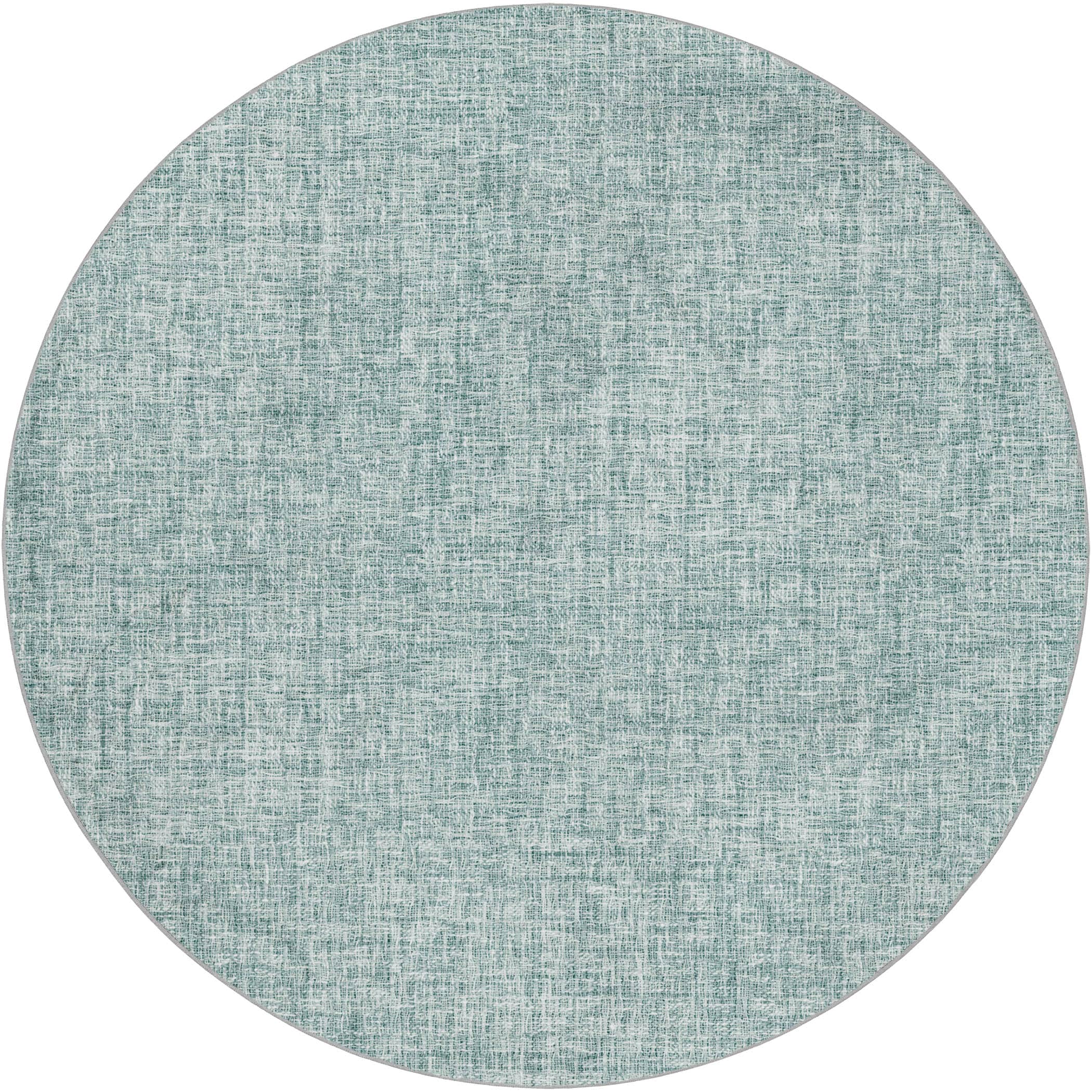 Luxury Washable Transitional VY1 Seafoam Blue Rug 8' x 8' #shape_Round