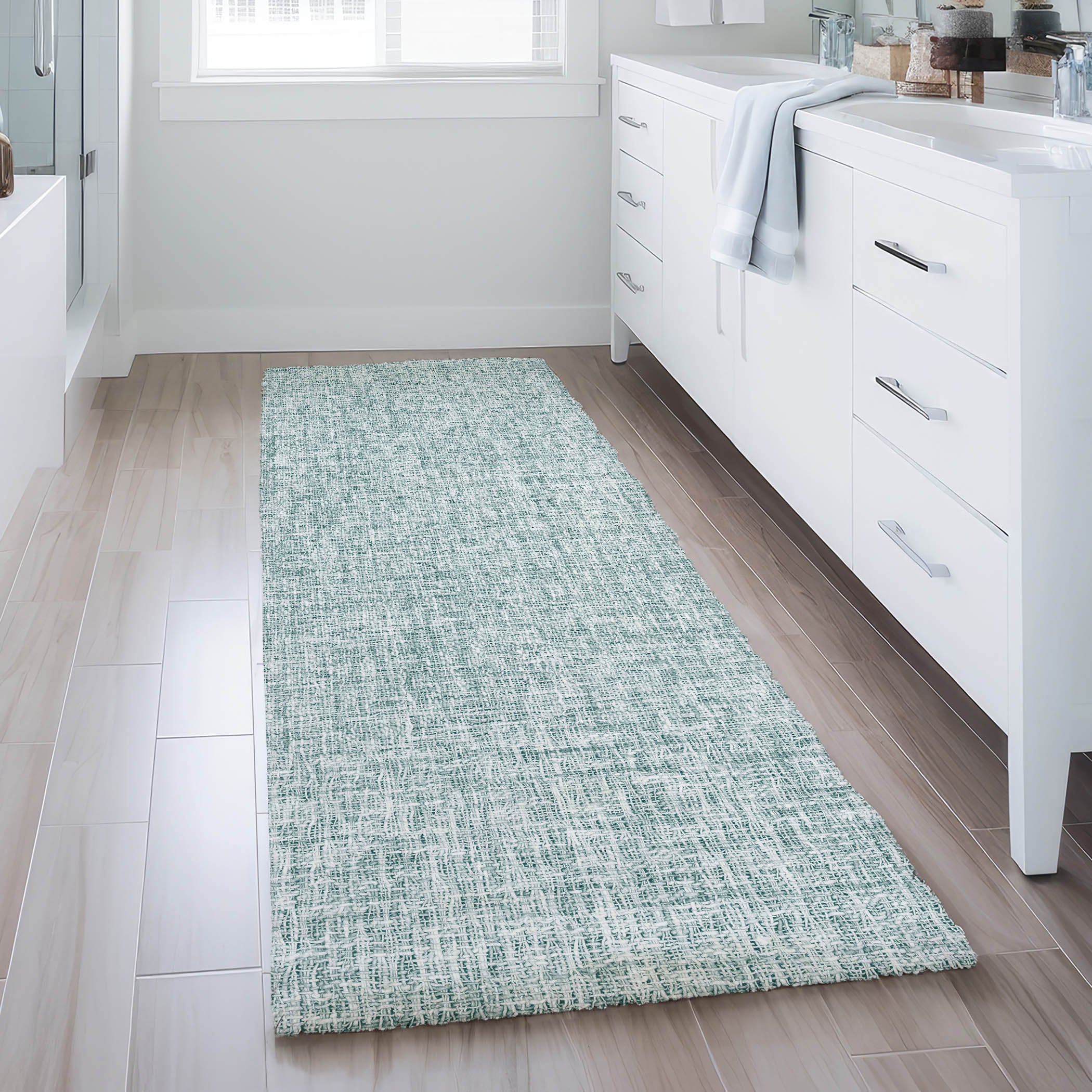 Luxury Washable Transitional VY1 Seafoam Blue Rug 2'3" x 7'6" #shape_Runner