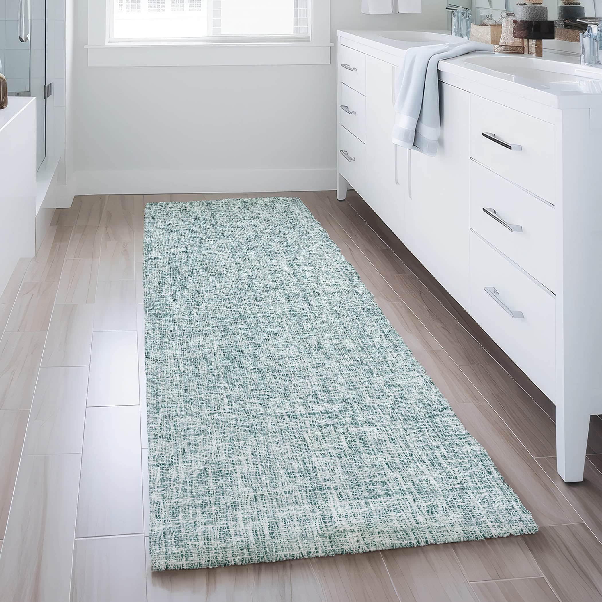 Luxury Washable Transitional VY1 Seafoam Blue Rug 2'3" x 7'6" #shape_Runner
