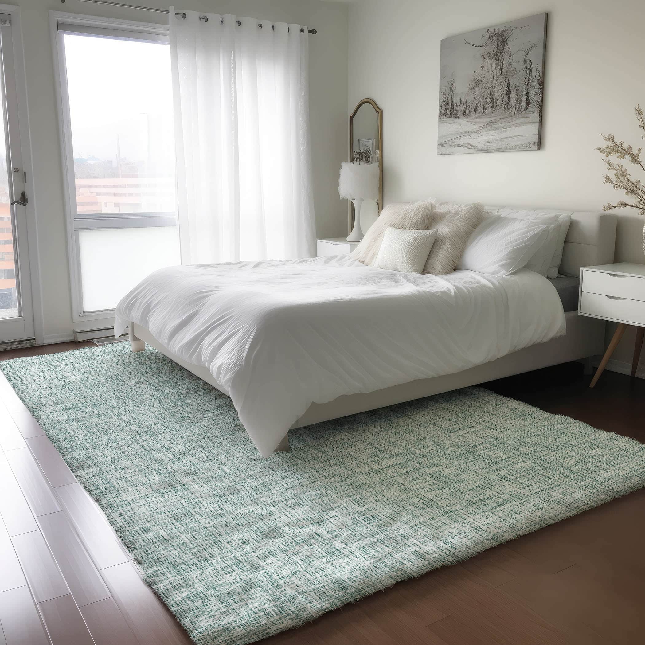 Luxury Washable Transitional VY1 Seafoam Blue Rug 2'6" x 3'10" #shape_Rectangle