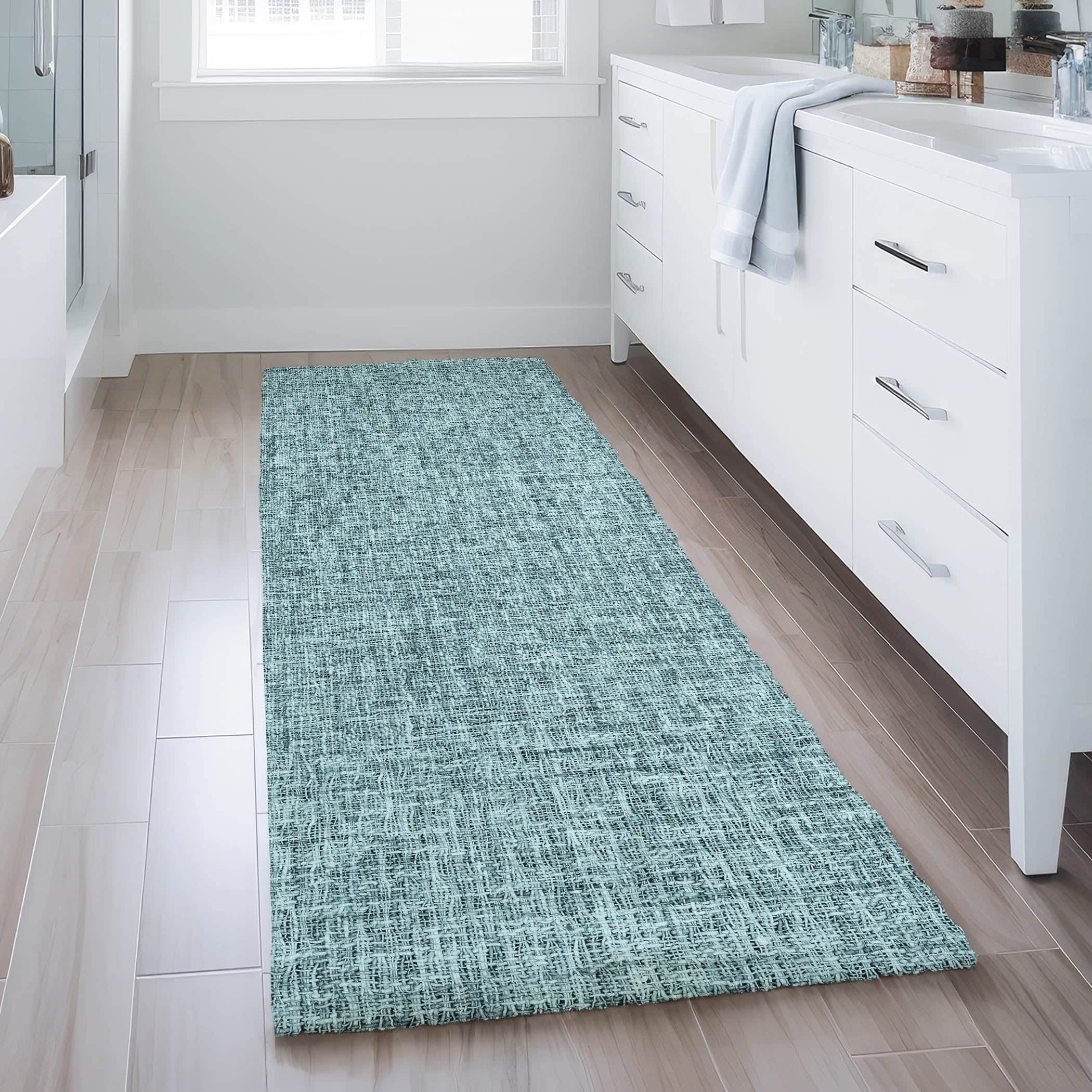 Luxury Washable Transitional VY1 Teal Rug 2'3" x 7'6" #shape_Runner