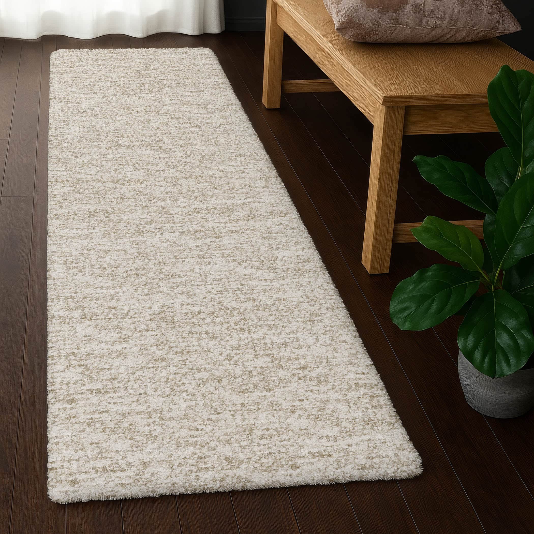 Luxury Washable Transitional VY2 Beige Brown Rug 2'3" x 7'6" #shape_Runner