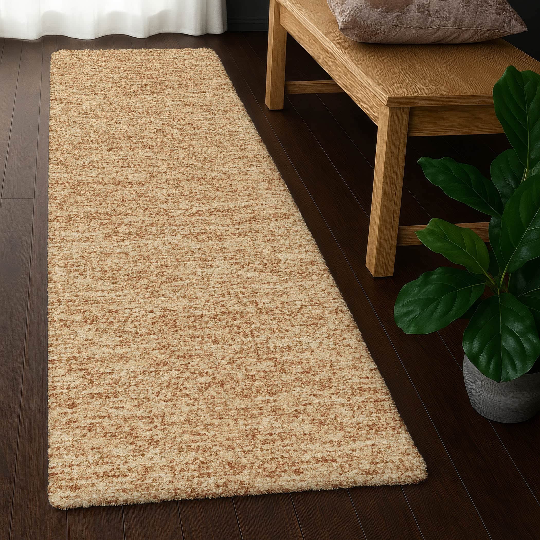Luxury Washable Transitional VY2 Copper Orange Rug 2'3" x 7'6" #shape_Runner