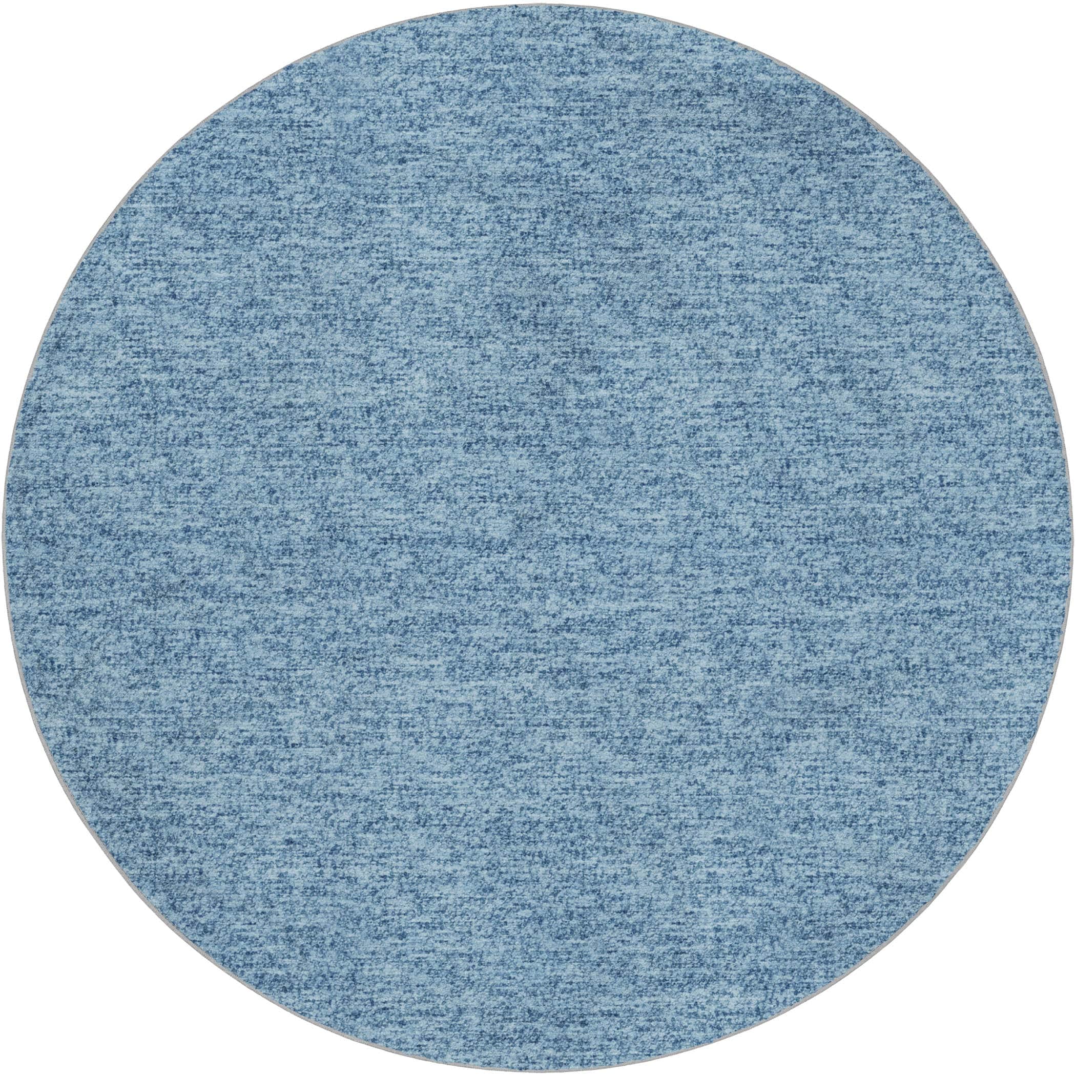Luxury Washable Transitional VY2 Denim Blue Rug 8' x 8' #shape_Round