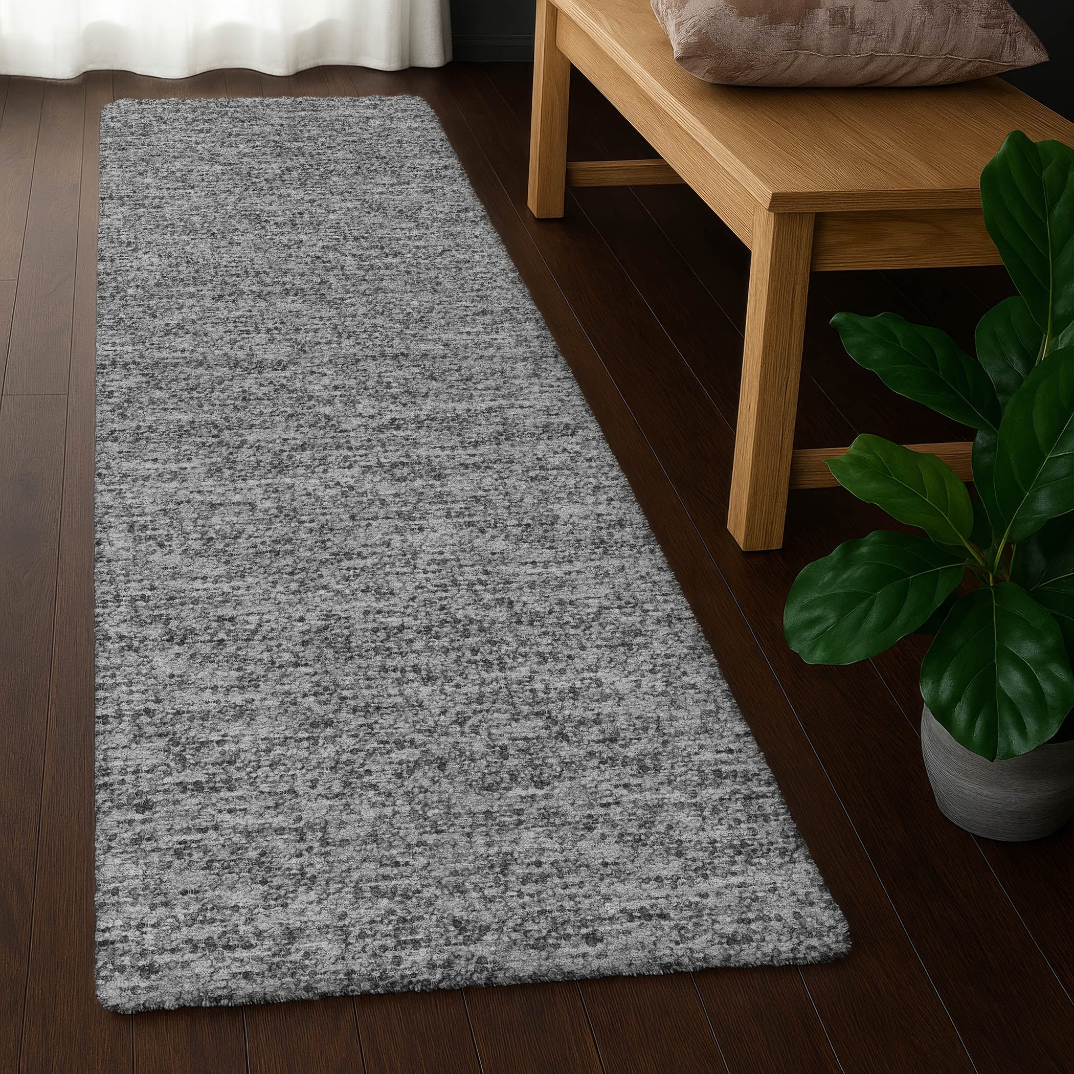 Luxury Washable Transitional VY2 Gray Rug 2'3" x 7'6" #shape_Runner