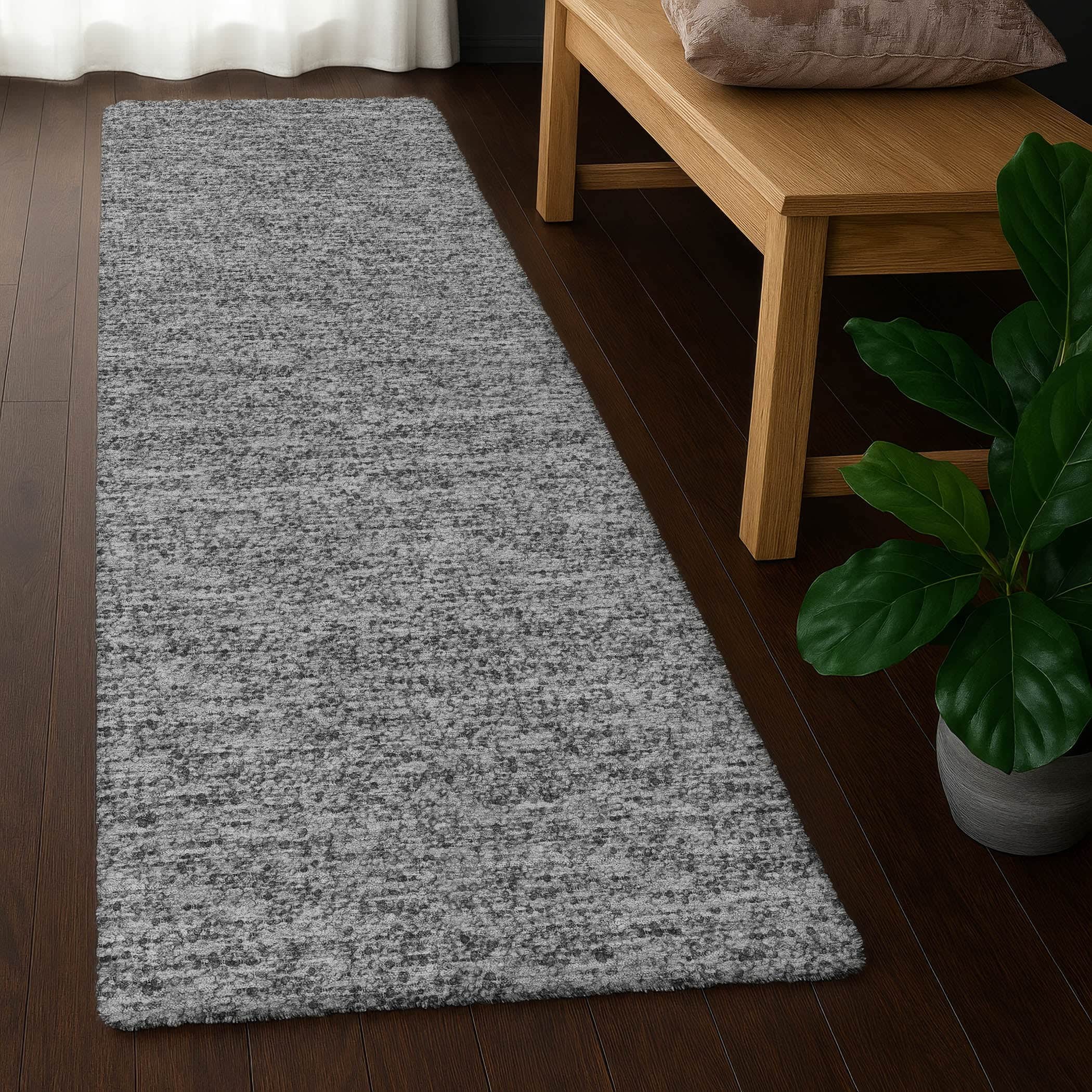 Luxury Washable Transitional VY2 Gray Rug 2'3" x 7'6" #shape_Runner