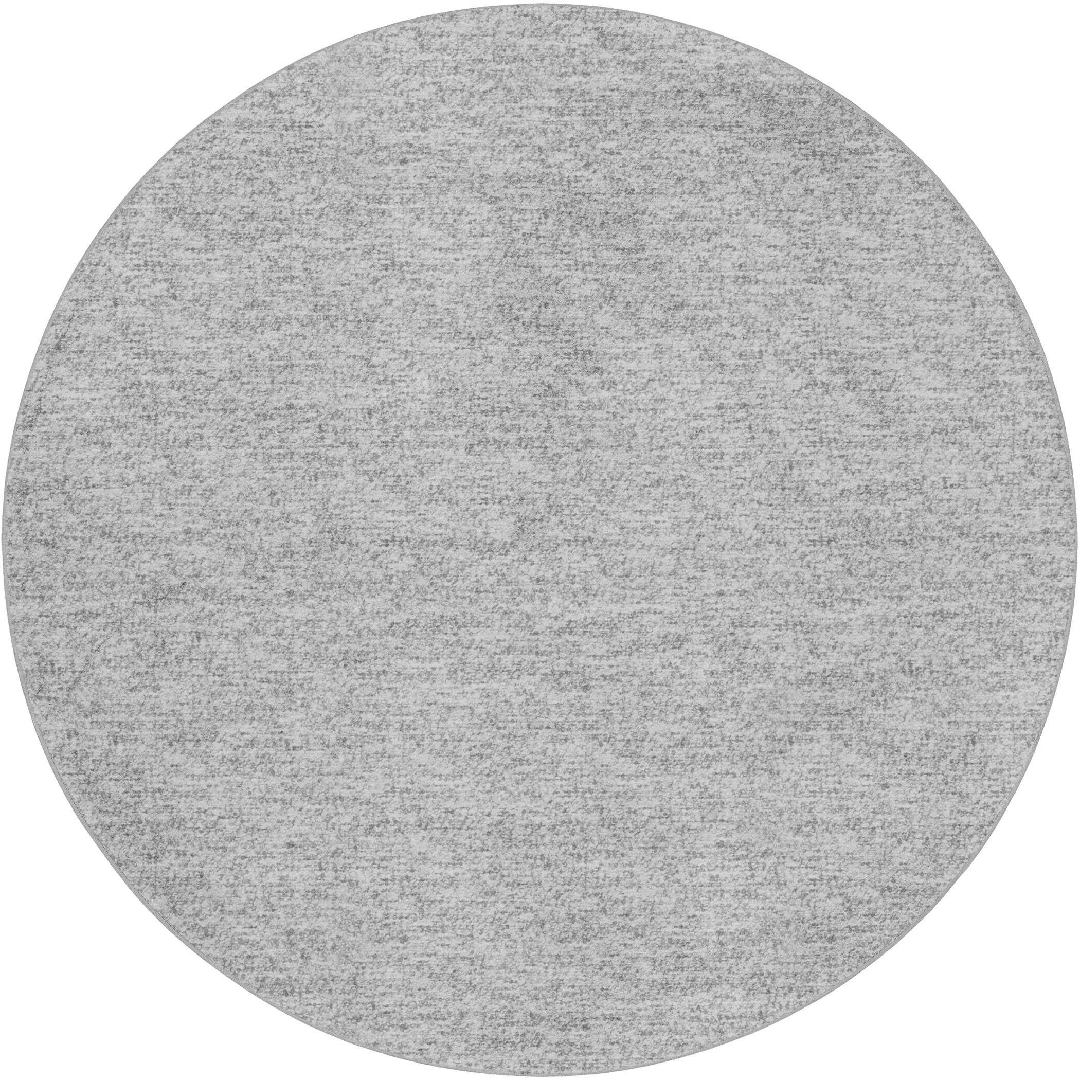Luxury Washable Transitional VY2 Silver Gray Rug 8' x 8' #shape_Round