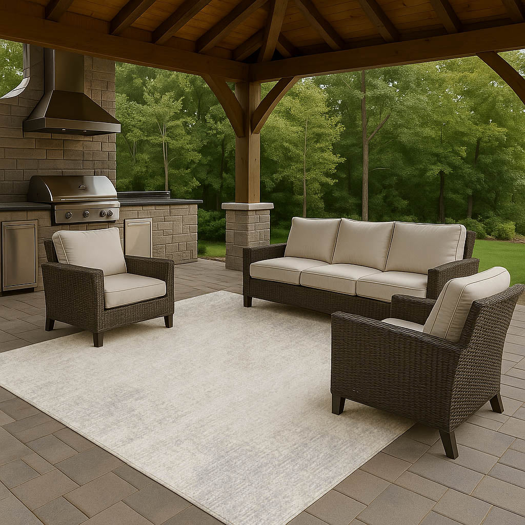 Indoor/Outdoor Transitional WL1 Ivory Rug 3' x 5' #shape_Rectangle