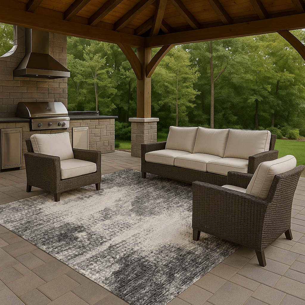 Indoor/Outdoor Transitional WL1 Midnight Black Rug 3' x 5' #shape_Rectangle