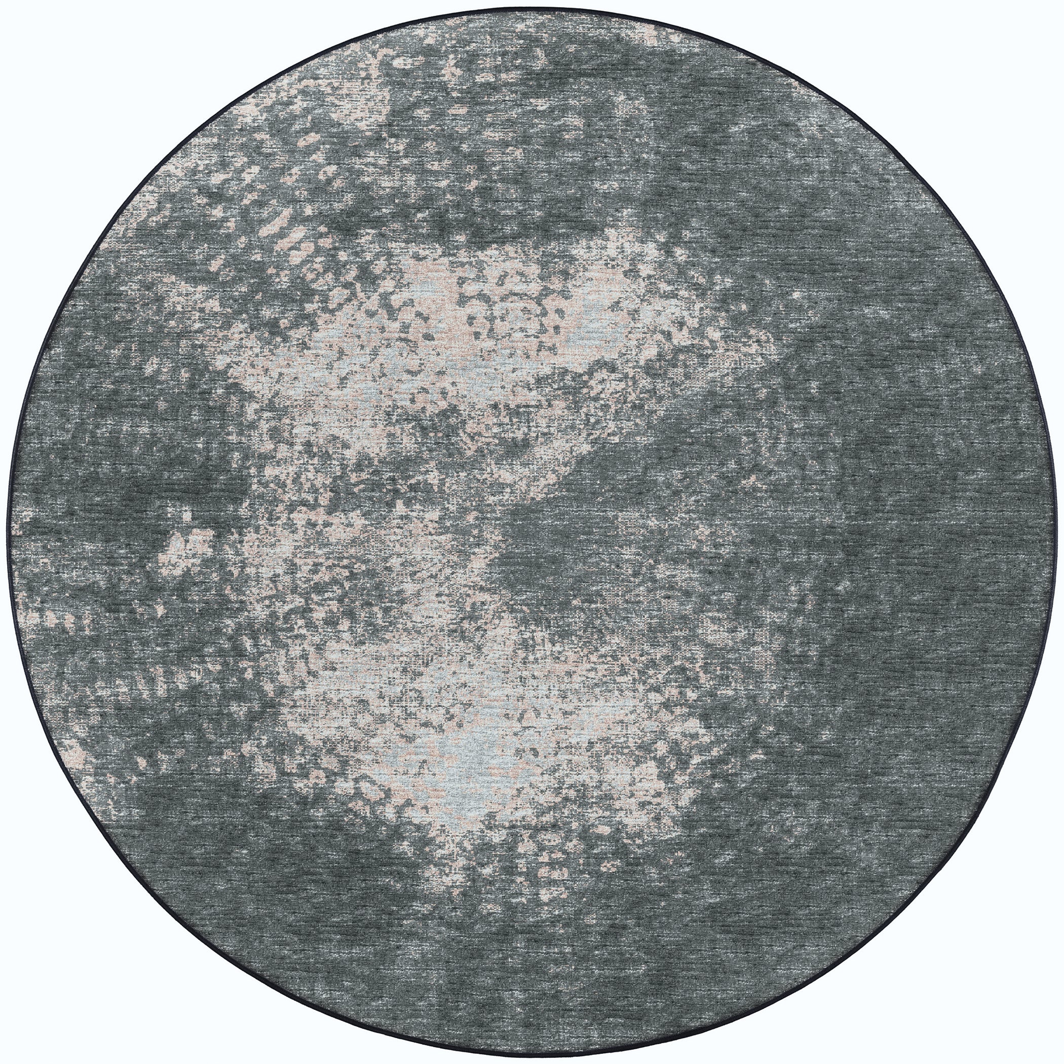 Indoor/Outdoor Transitional WL1 Midnight Black Rug 4' x 4' #shape_Round