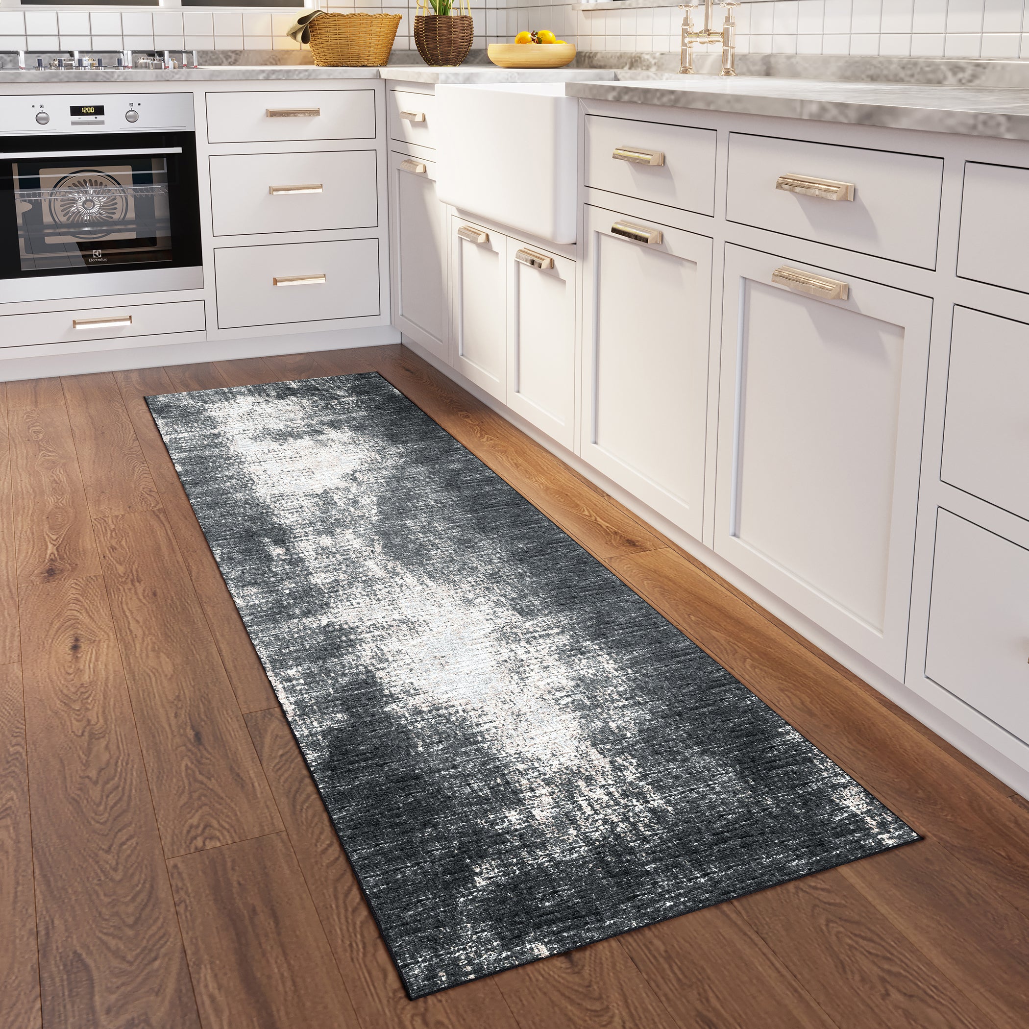 Indoor/Outdoor Transitional WL1 Midnight Black Rug 2'6" x 10' #shape_Runner