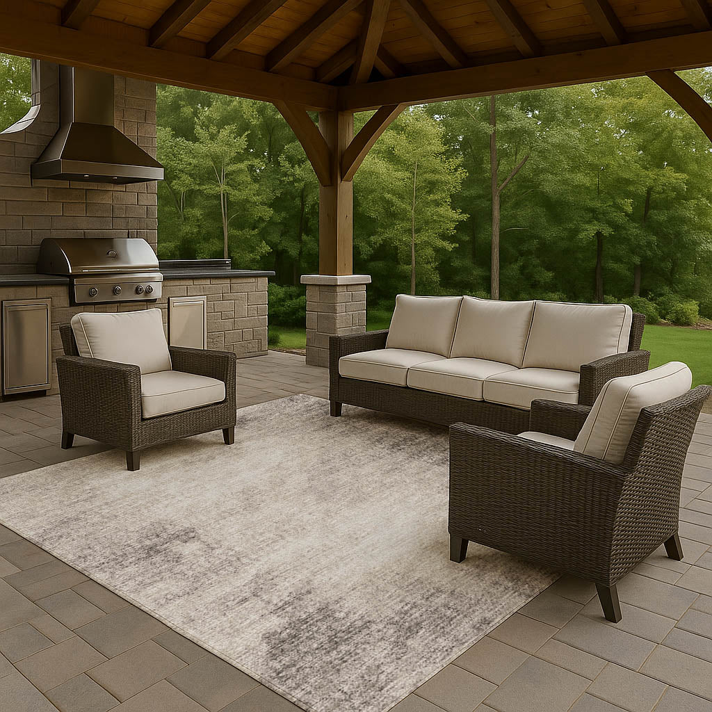 Indoor/Outdoor Transitional WL1 Taupe Brown Rug 3' x 5' #shape_Rectangle