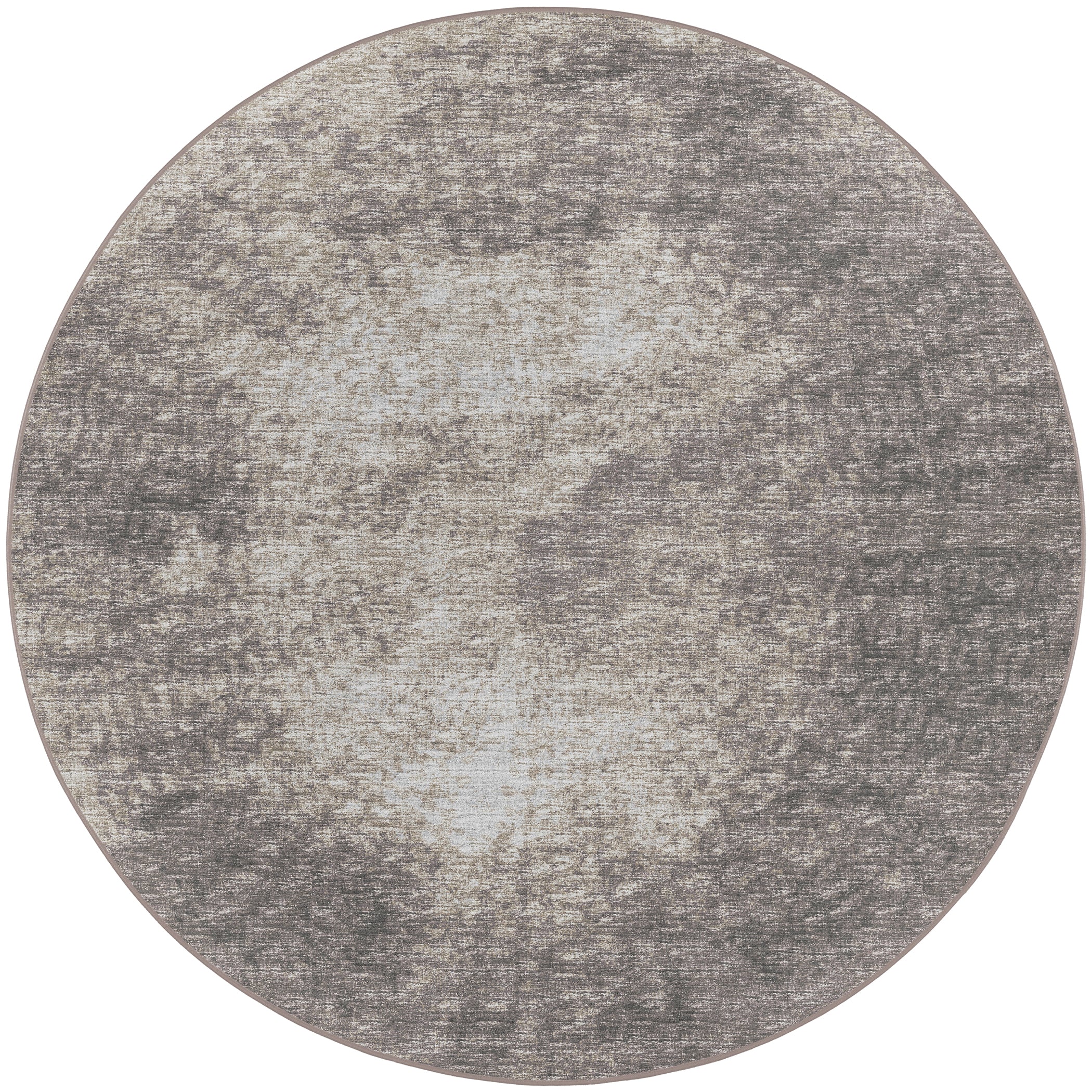 Indoor/Outdoor Transitional WL1 Taupe Brown Rug 4' x 4' #shape_Round