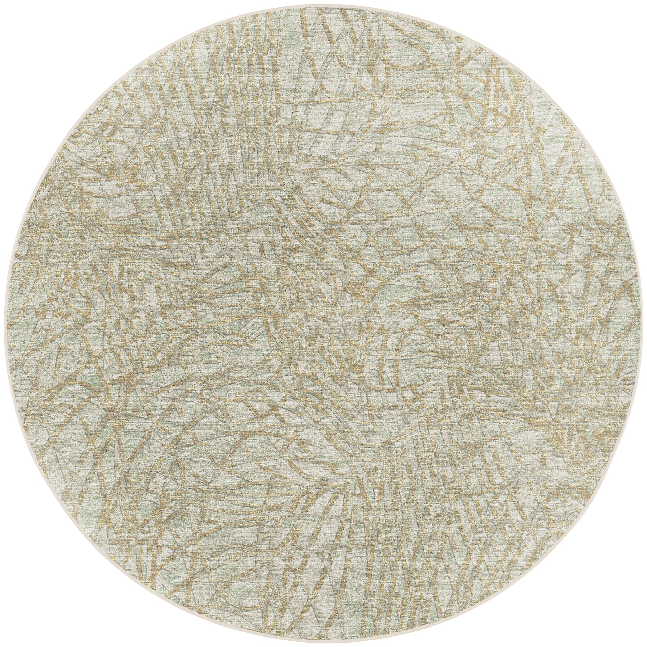 Indoor/Outdoor Transitional WL2 Aloe Green Rug 4' x 4' #shape_Round