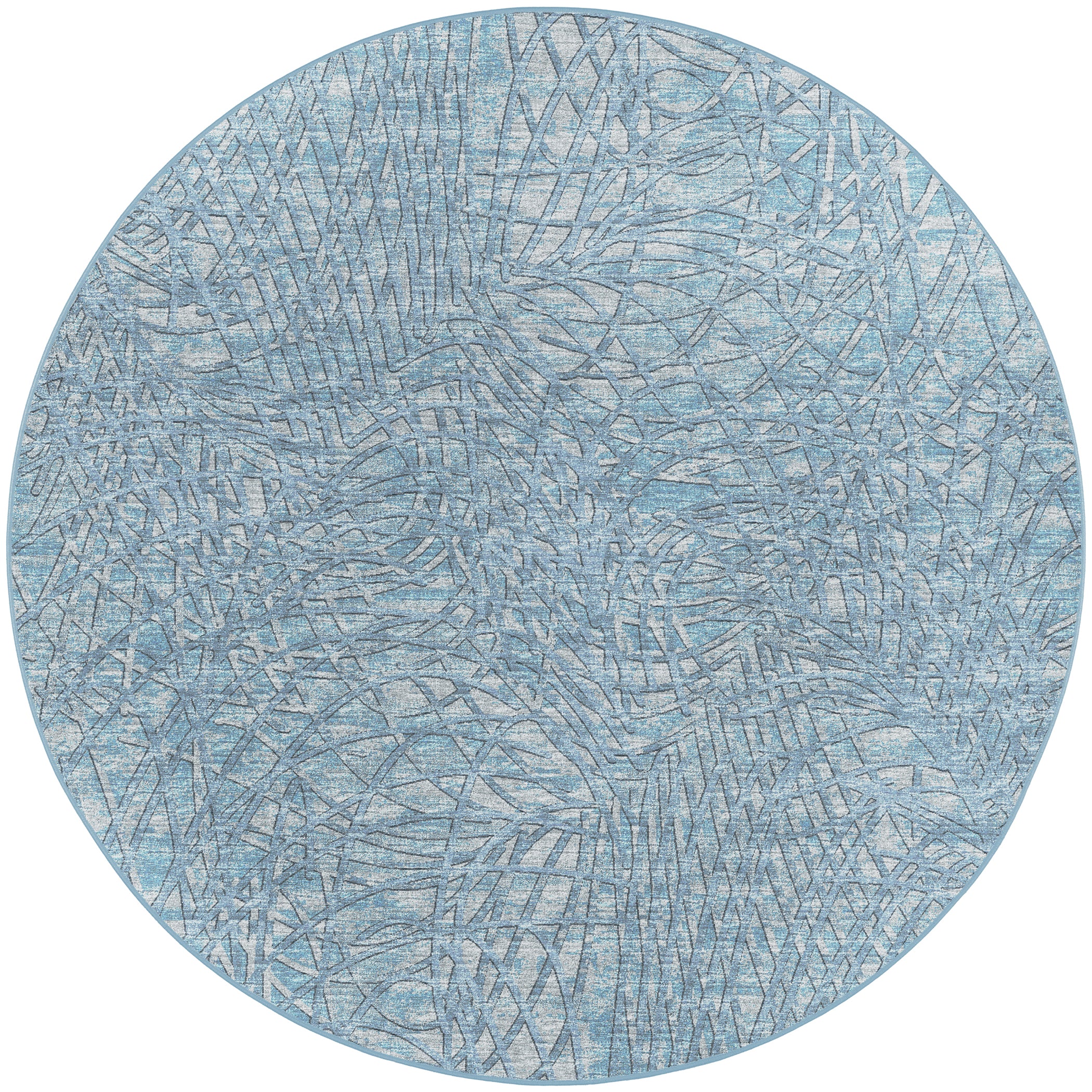 Indoor/Outdoor Transitional WL2 Indigo Blue Rug 4' x 4' #shape_Round