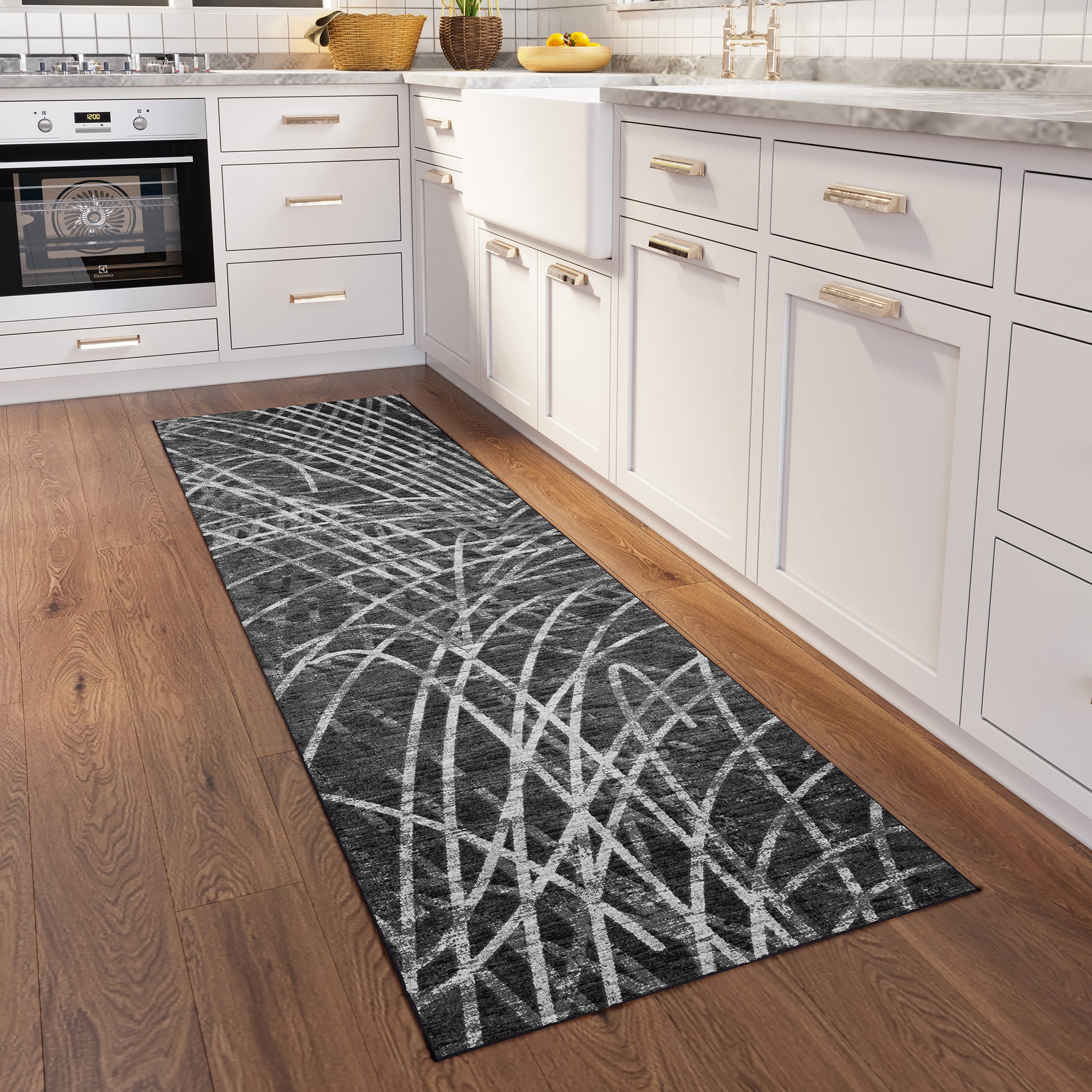 Indoor/Outdoor Transitional WL2 Midnight Black Rug 2'6" x 10' #shape_Runner