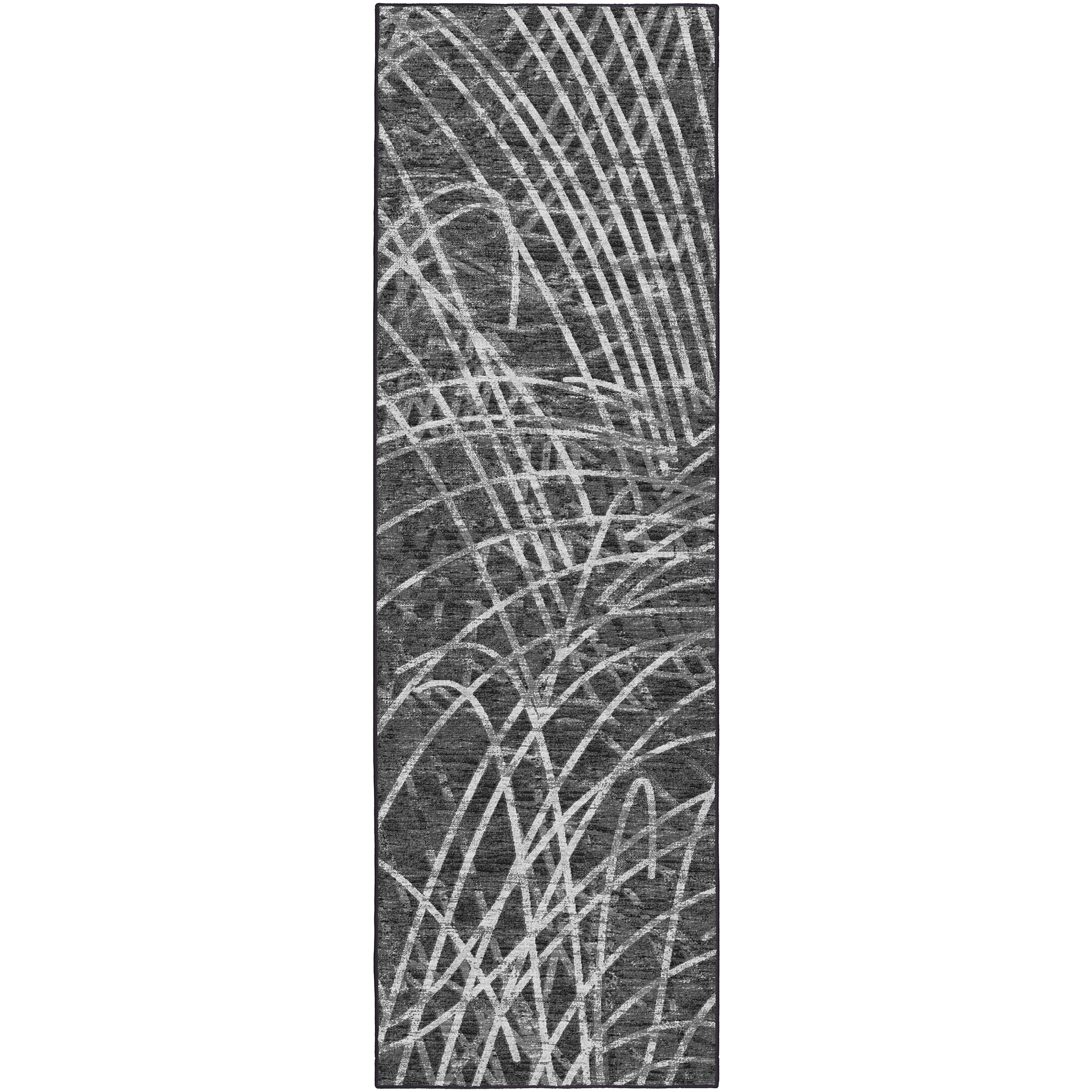 Indoor/Outdoor Transitional WL2 Midnight Black Rug 2'6" x 10' #shape_Runner