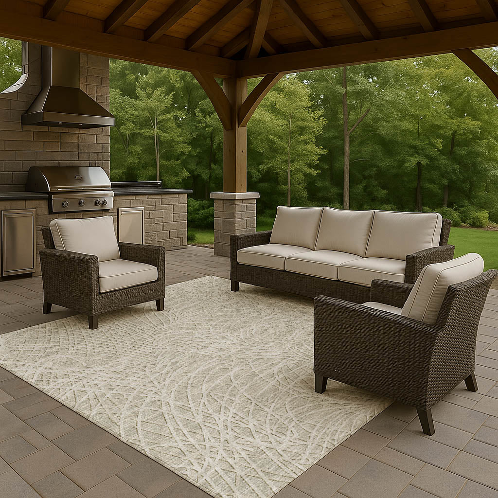 Indoor/Outdoor Transitional WL2 Taupe Brown Rug 3' x 5' #shape_Rectangle