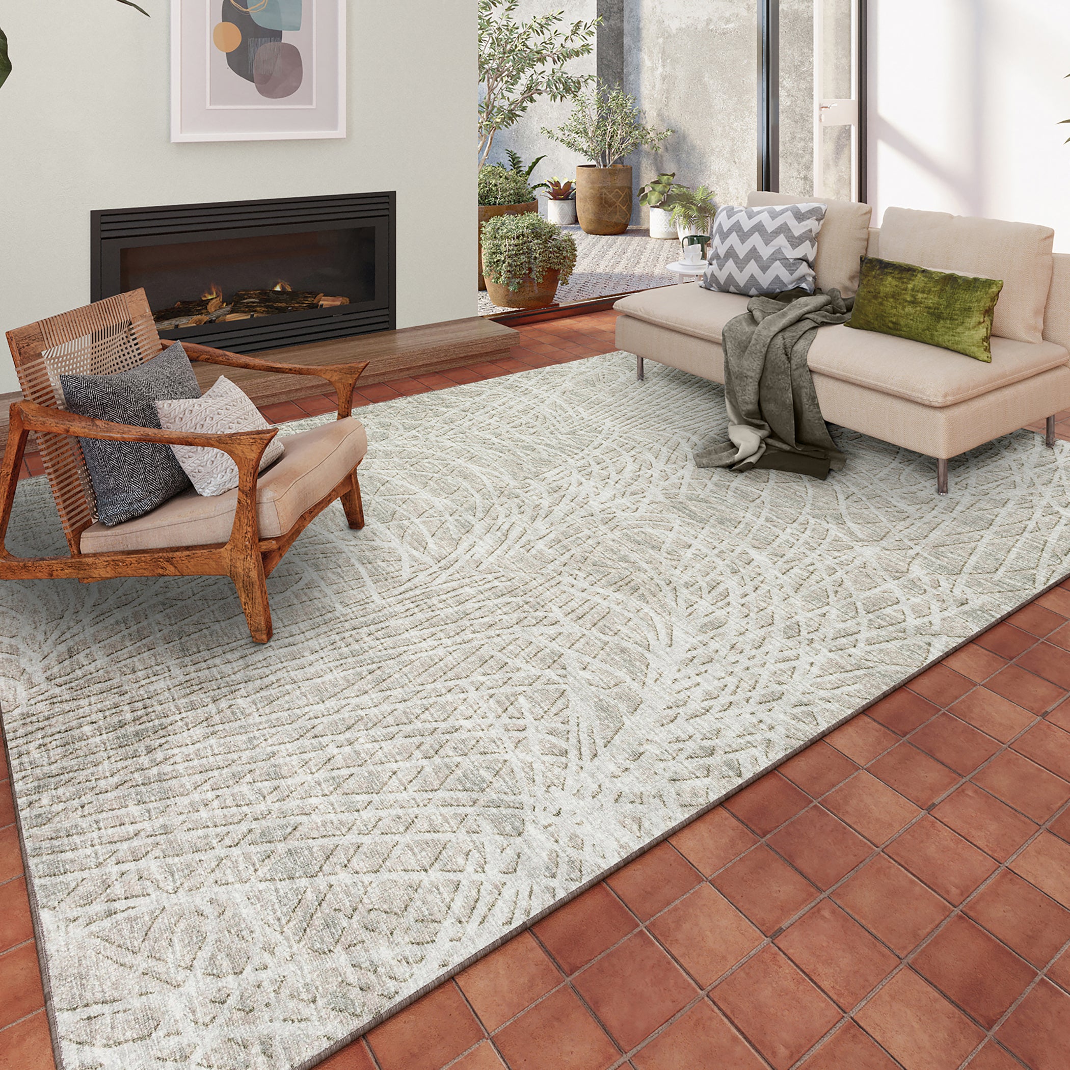 Indoor/Outdoor Transitional WL2 Taupe Brown Rug 3' x 5' #shape_Rectangle