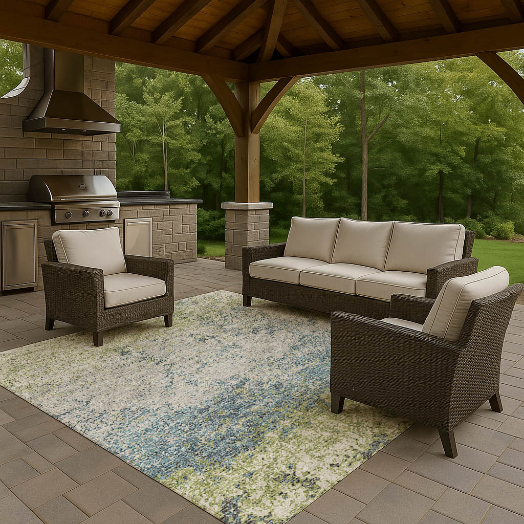 Indoor/Outdoor Transitional WL3 Meadow Green Rug 3' x 5' #shape_Rectangle