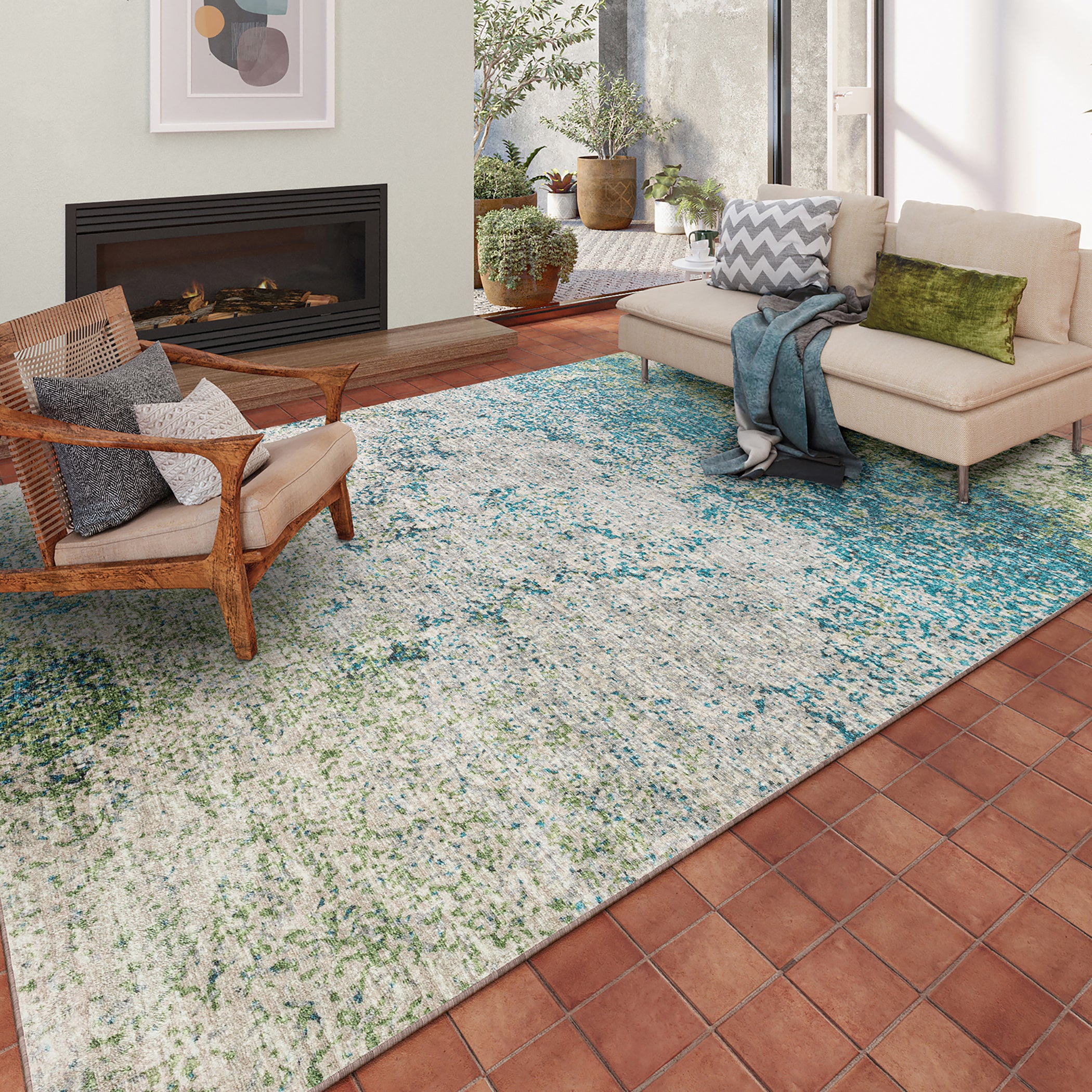 Indoor/Outdoor Transitional WL3 Meadow Green Rug 3' x 5' #shape_Rectangle