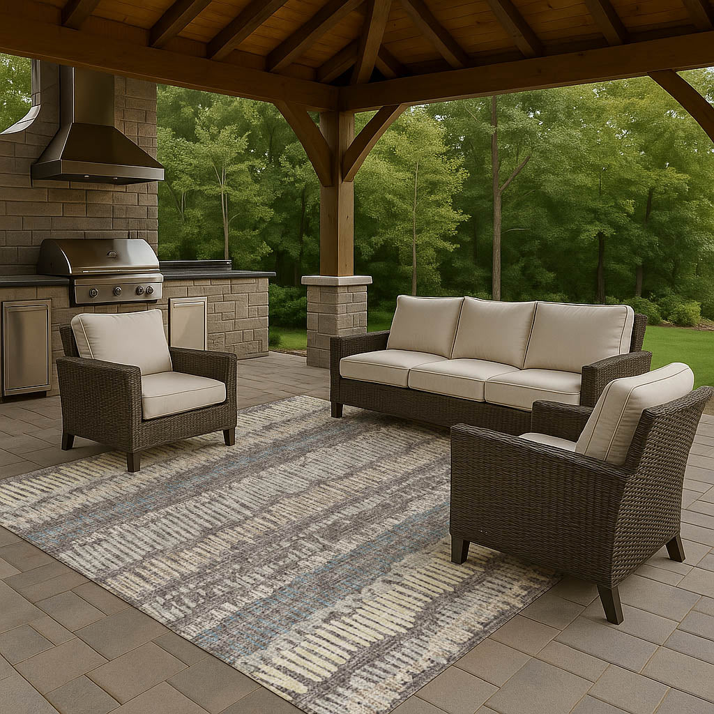 Indoor/Outdoor Transitional WL4 Charcoal Gray Rug 3' x 5' #shape_Rectangle