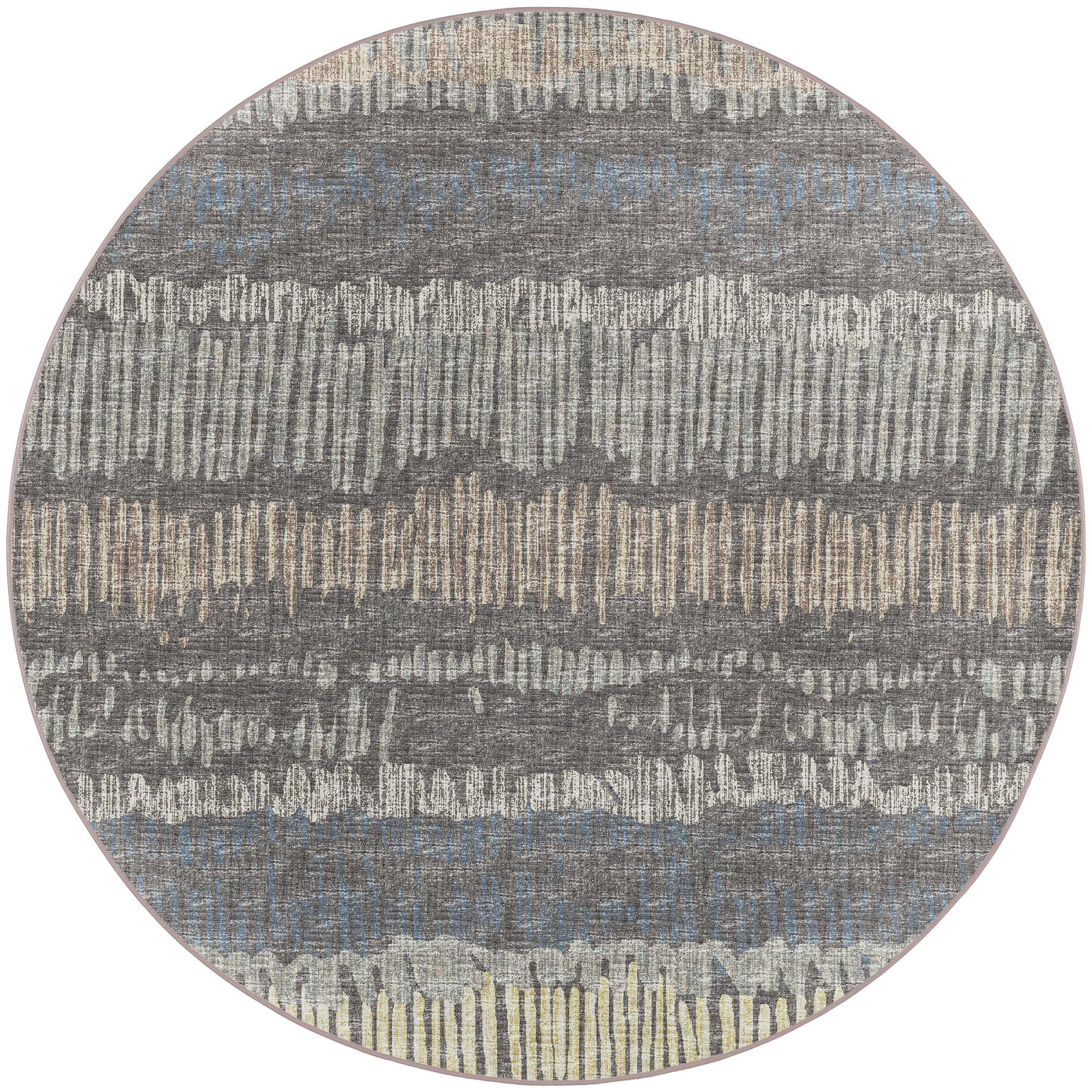 Indoor/Outdoor Transitional WL4 Charcoal Gray Rug 4' x 4' #shape_Round