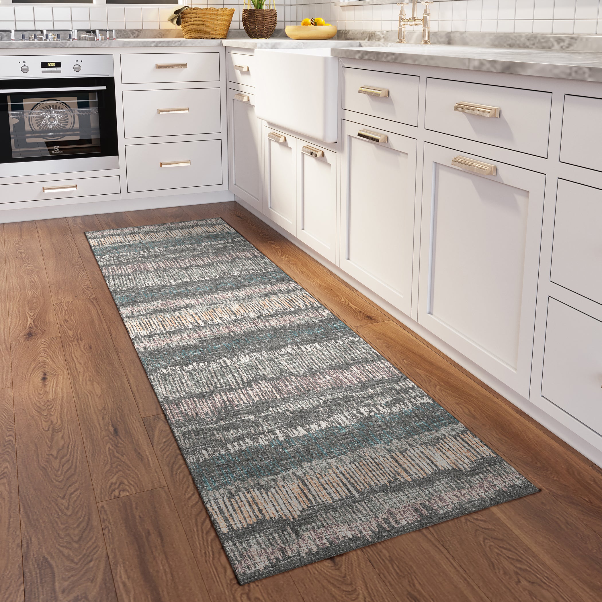 Indoor/Outdoor Transitional WL4 Charcoal Gray Rug 2'6" x 10' #shape_Runner