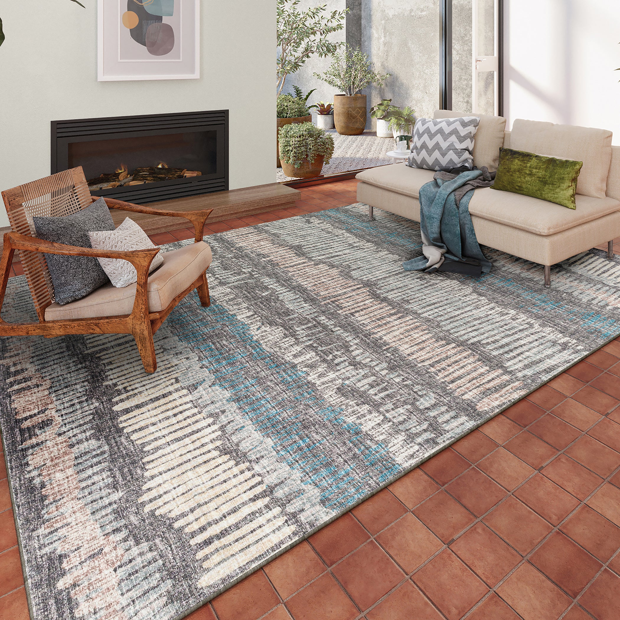 Indoor/Outdoor Transitional WL4 Charcoal Gray Rug 3' x 5' #shape_Rectangle